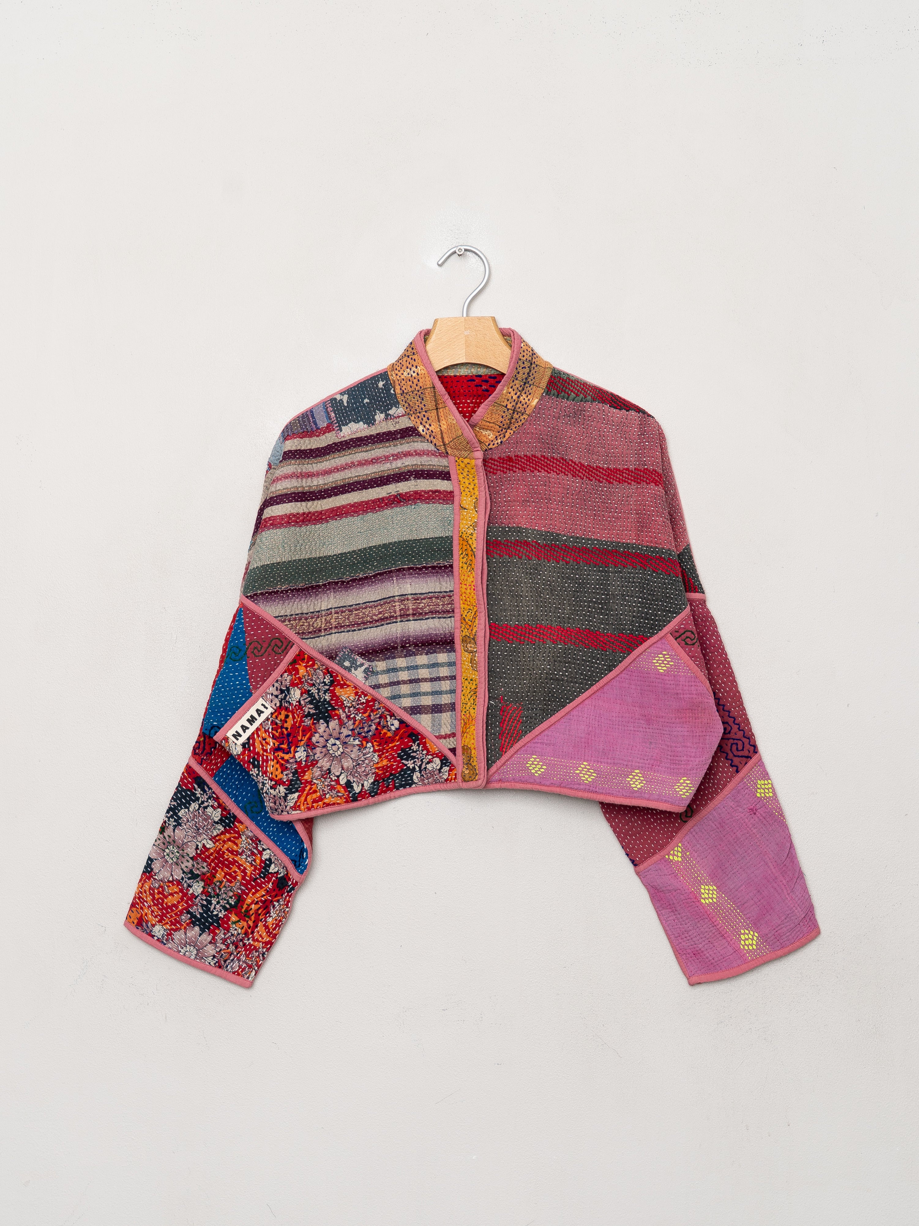 The Kaira Cropped Quilted Patchwork Kantha Jacket