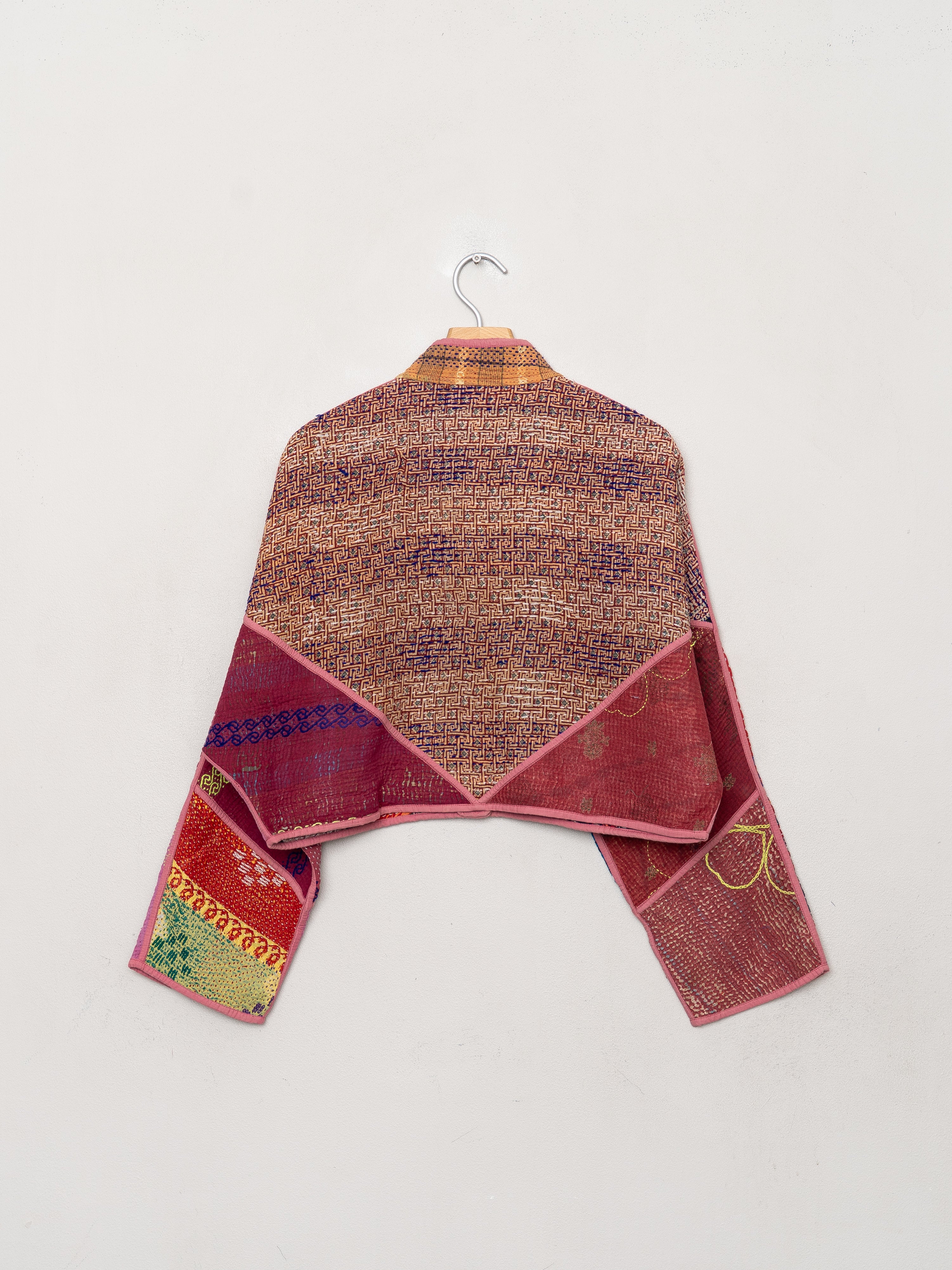 The Kaira Cropped Quilted Patchwork Kantha Jacket