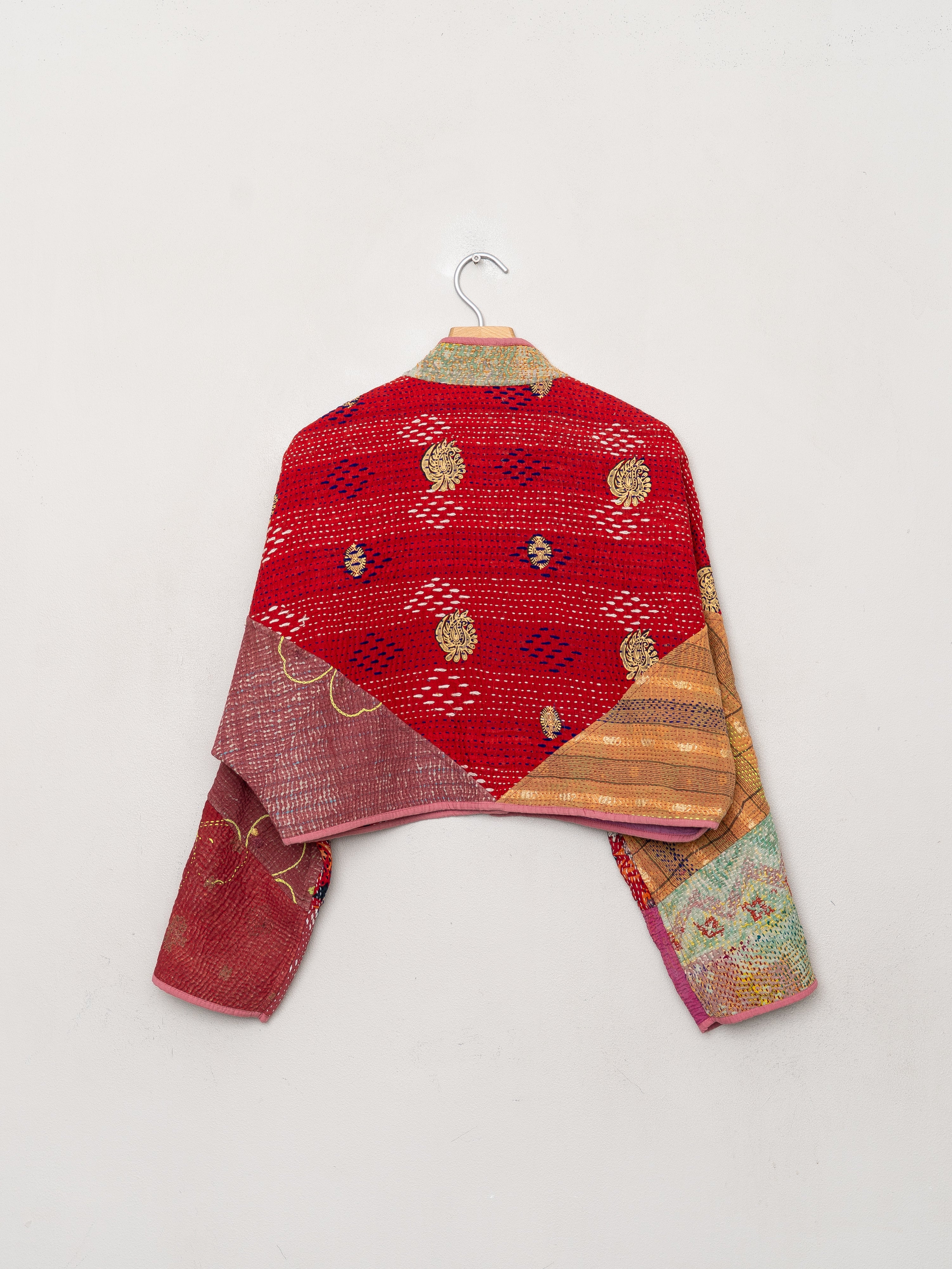 The Kaira Cropped Quilted Patchwork Kantha Jacket