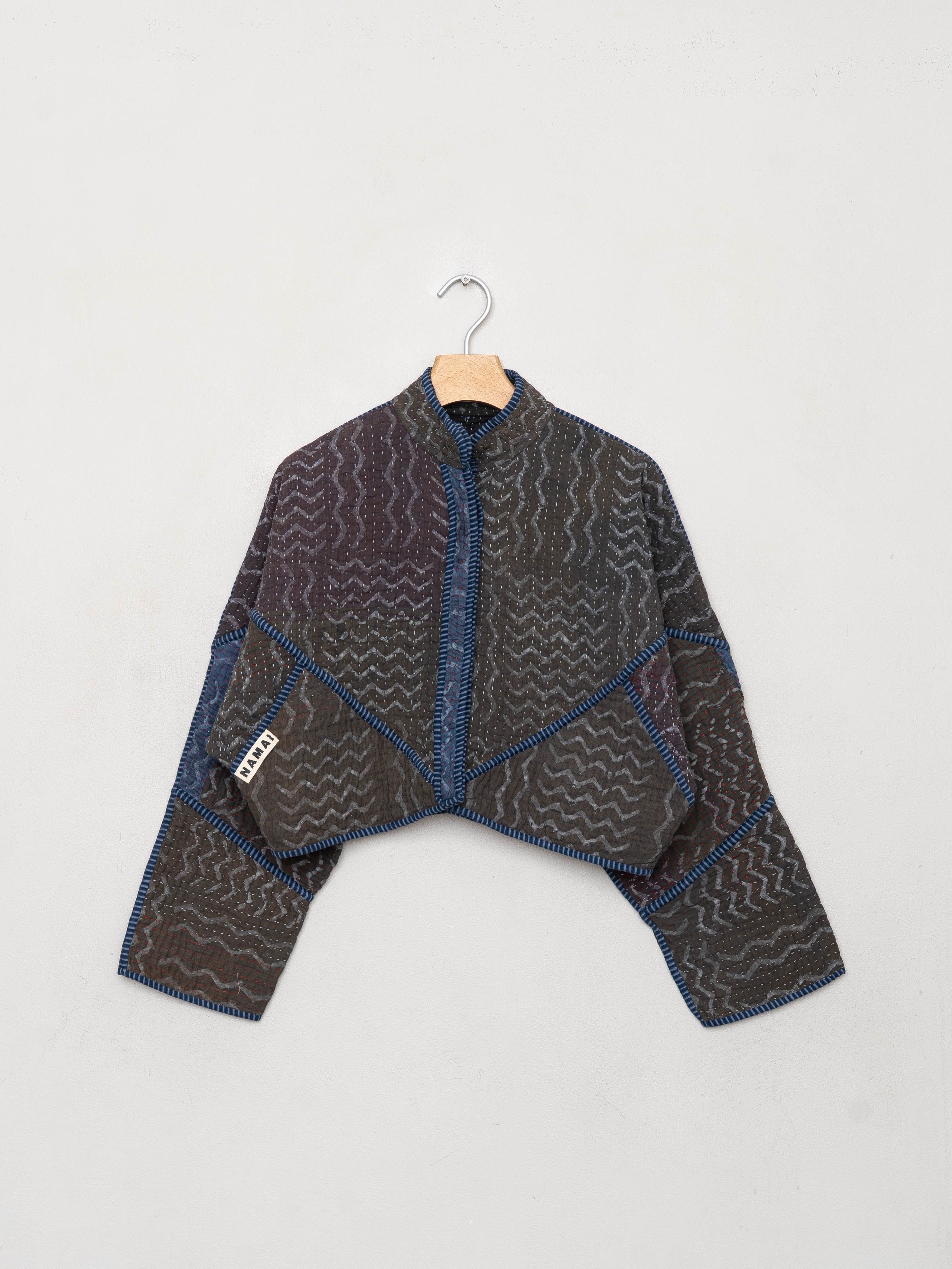 The Kaira Cropped Quilted Patchwork Kantha Jacket