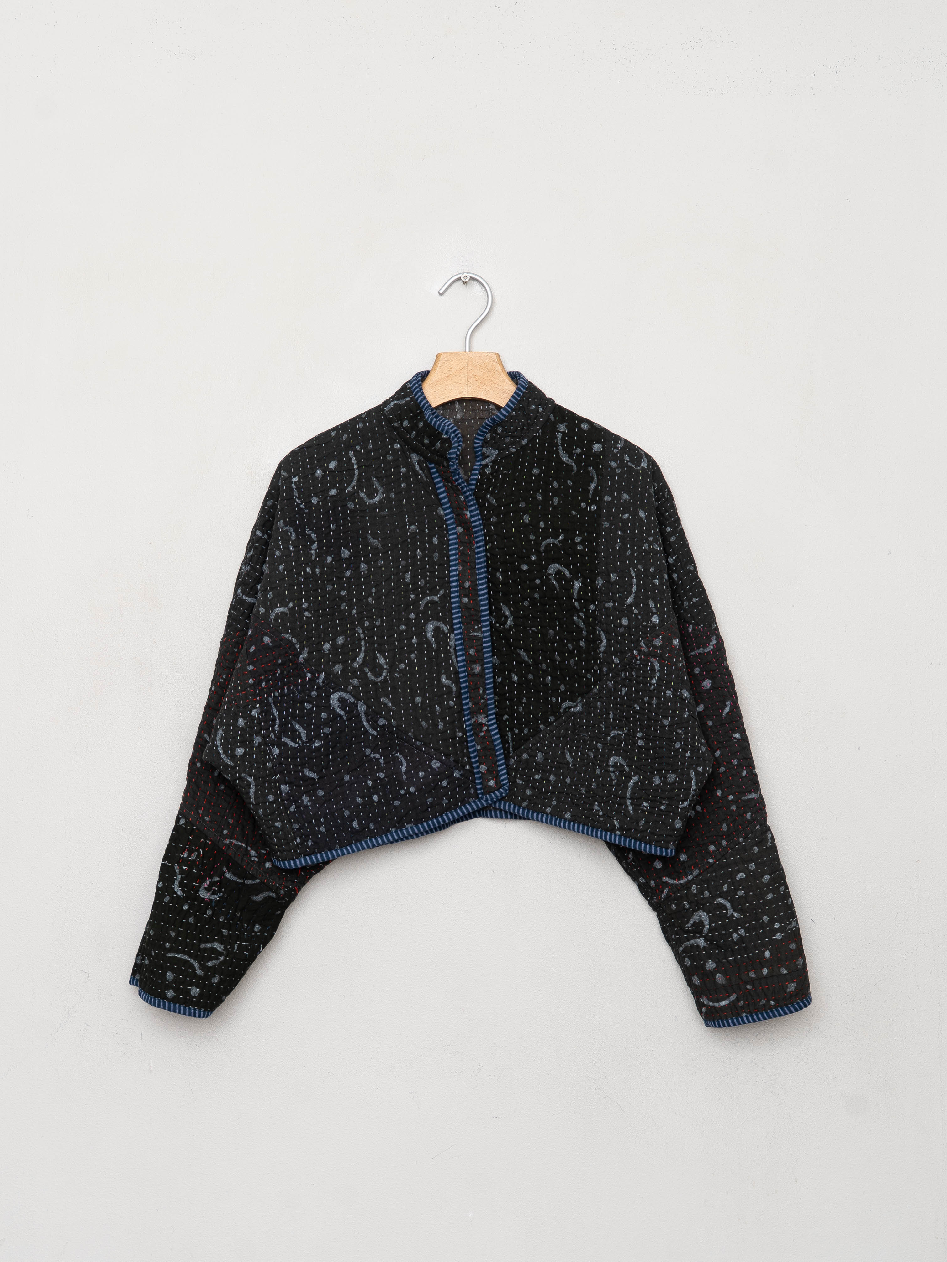 The Kaira Cropped Quilted Patchwork Kantha Jacket