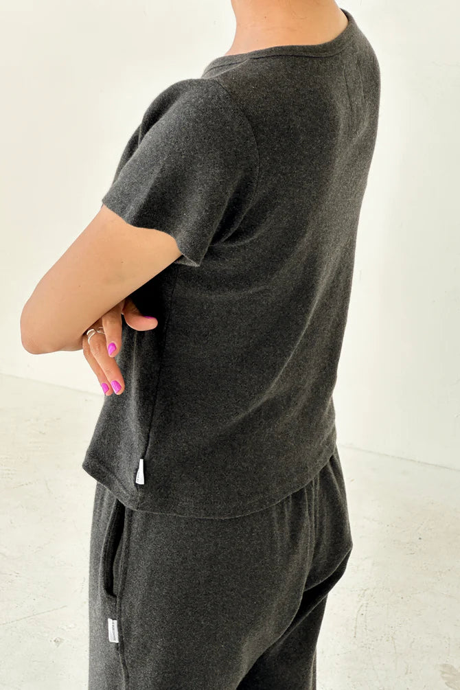 Pointelle Babe Tee | Charcoal