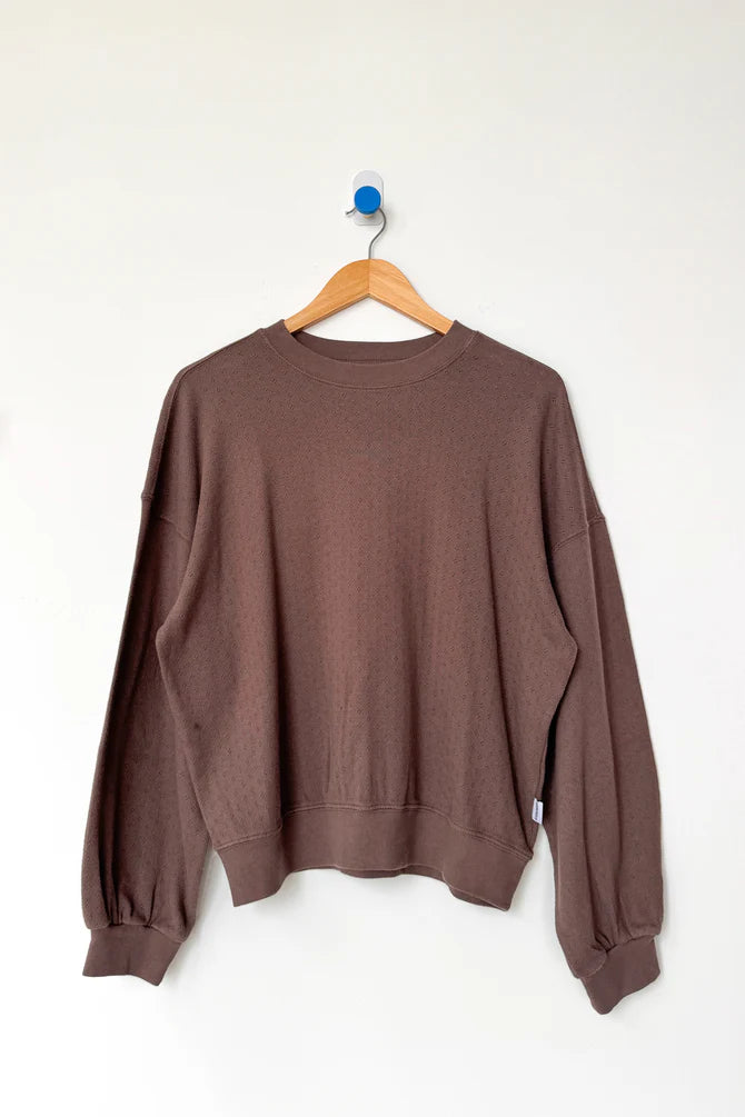 Pointelle Core Sweatshirt | Chocolate