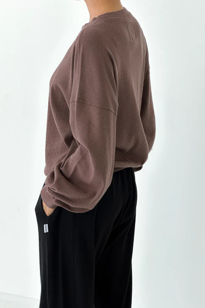 Pointelle Core Sweatshirt | Chocolate