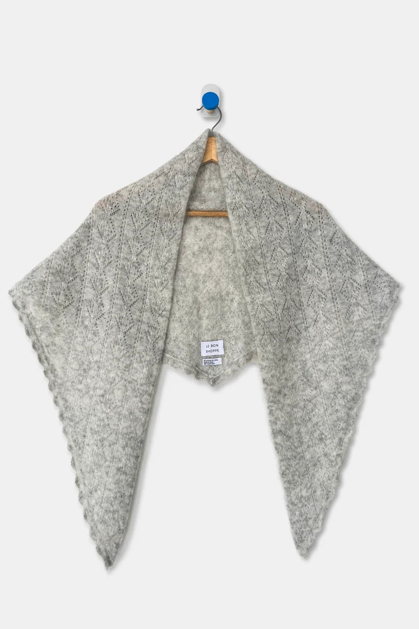 Mohair Pointelle Shawl | Ht. Grey