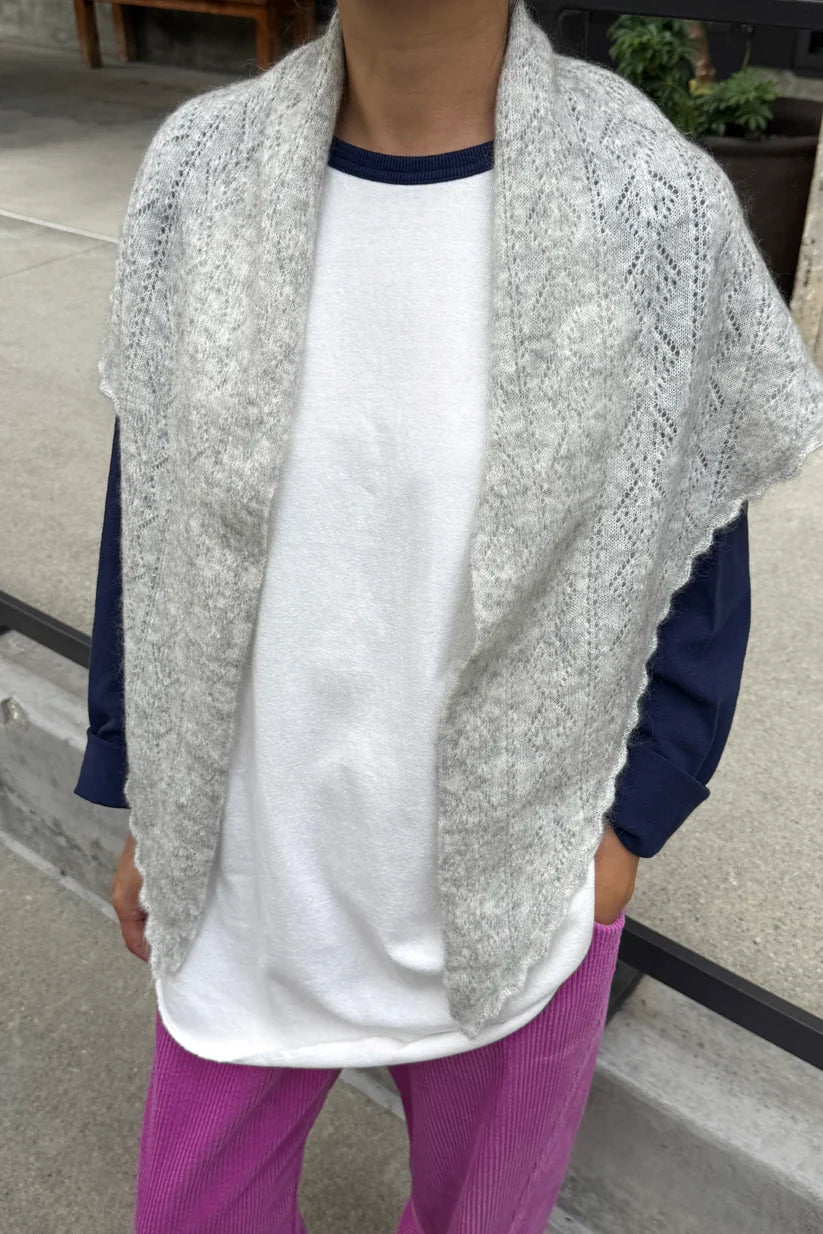 Mohair Pointelle Shawl | Ht. Grey