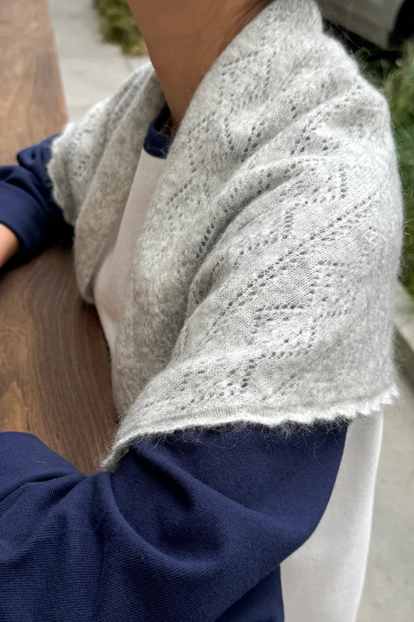 Mohair Pointelle Shawl | Ht. Grey