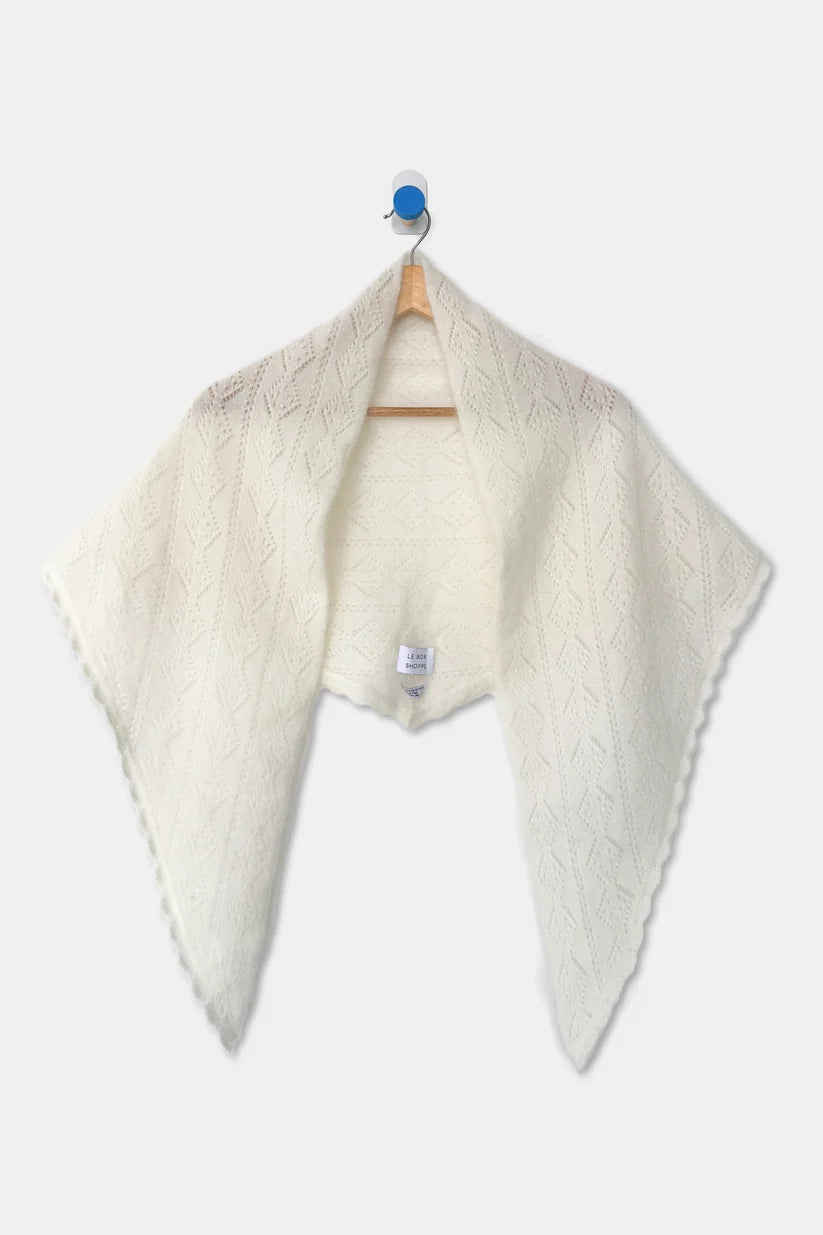 Mohair Pointelle Shawl | Pearl