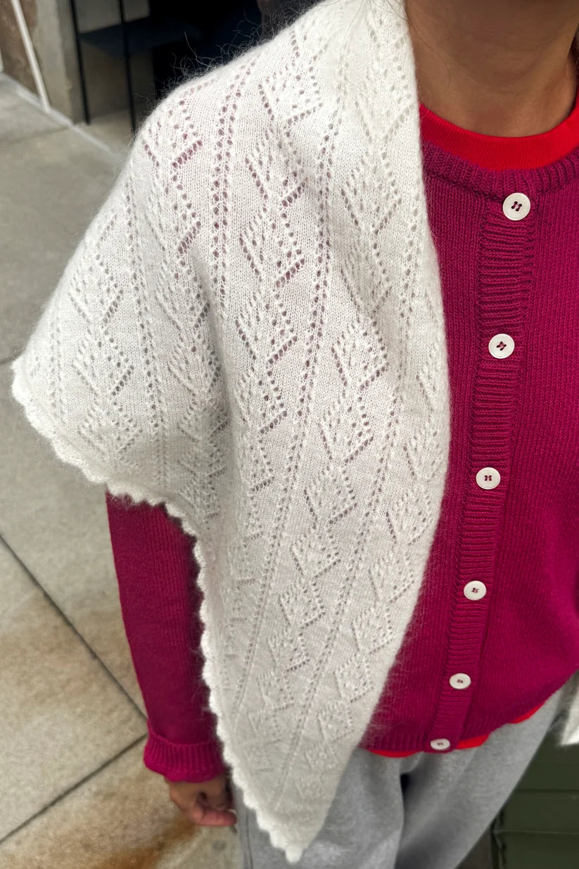Mohair Pointelle Shawl | Pearl