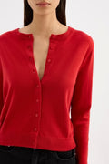 Elvio Merino Blend Cardigan | Vermillion