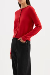 Elvio Merino Blend Cardigan | Vermillion