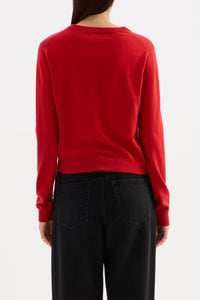 Elvio Merino Blend Cardigan | Vermillion