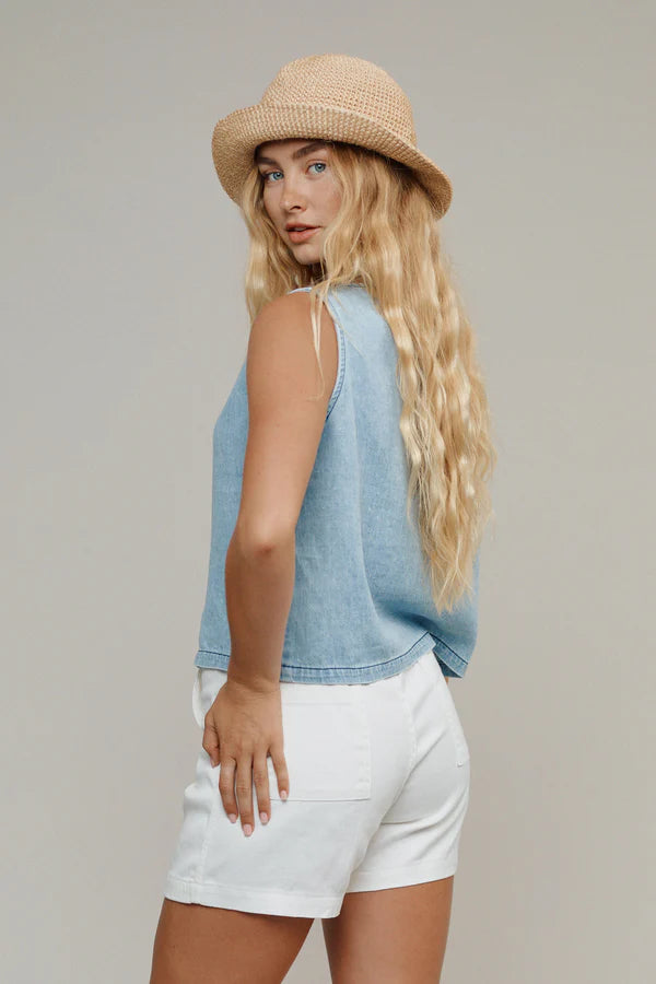 Skyline Summer Denim Vest | Black Indigo