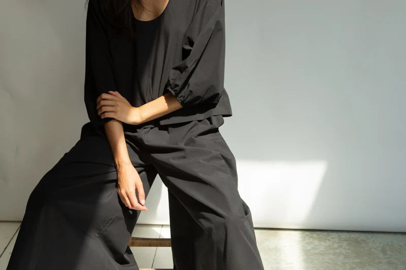 Mazu Organic Cotton Poplin Trousers | Black