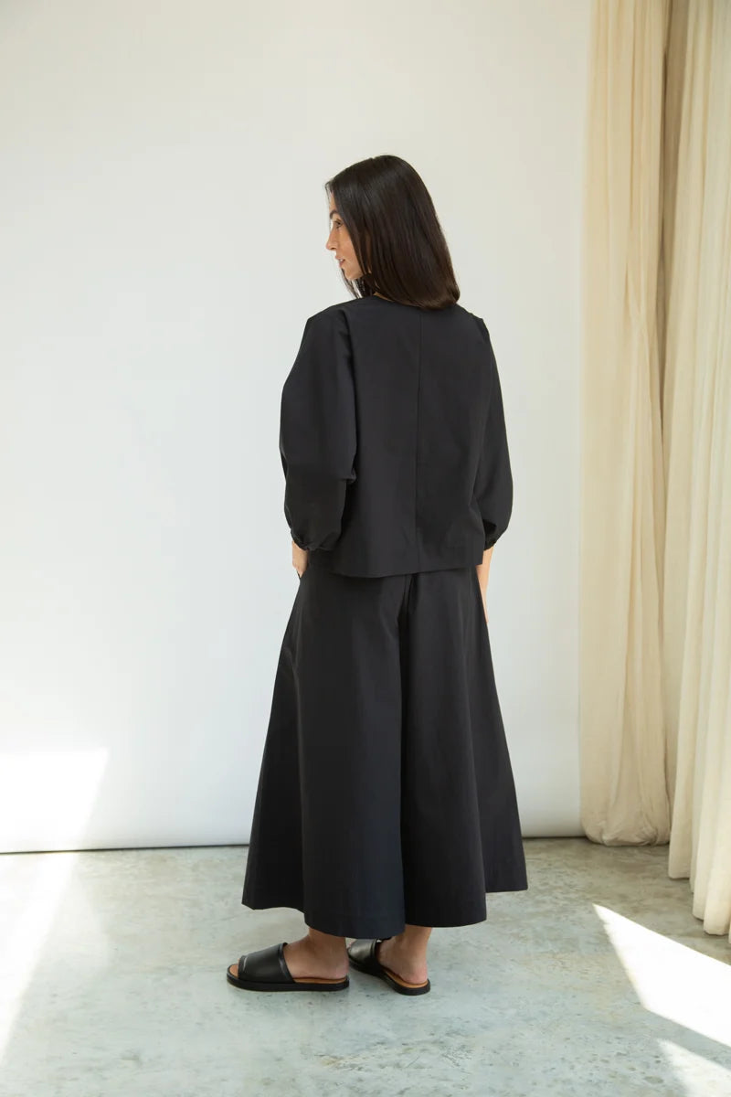Mazu Organic Cotton Poplin Trousers | Black