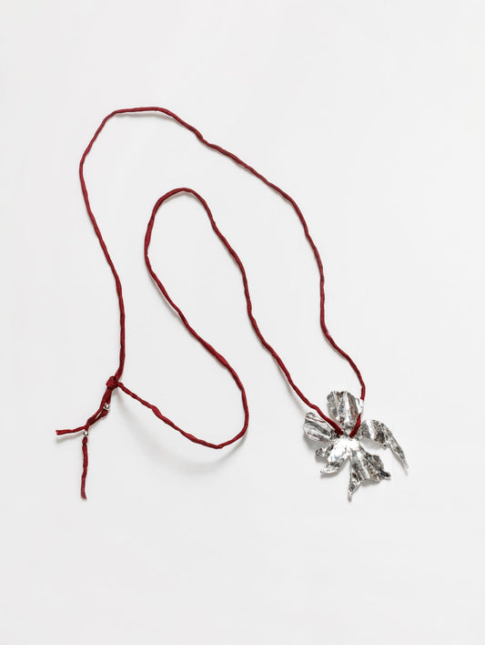 Flower Cord Necklace | Red