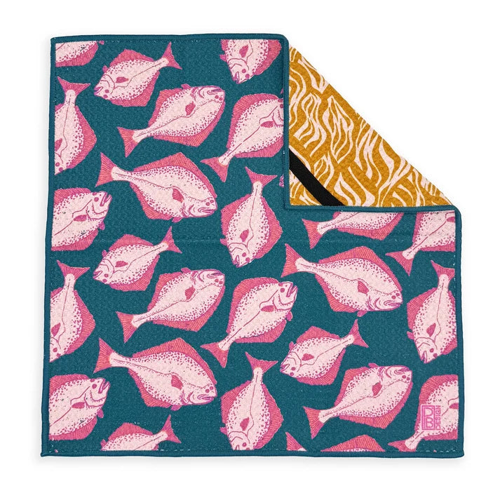 Halibut Microfiber Washcloth | Teal & Pink