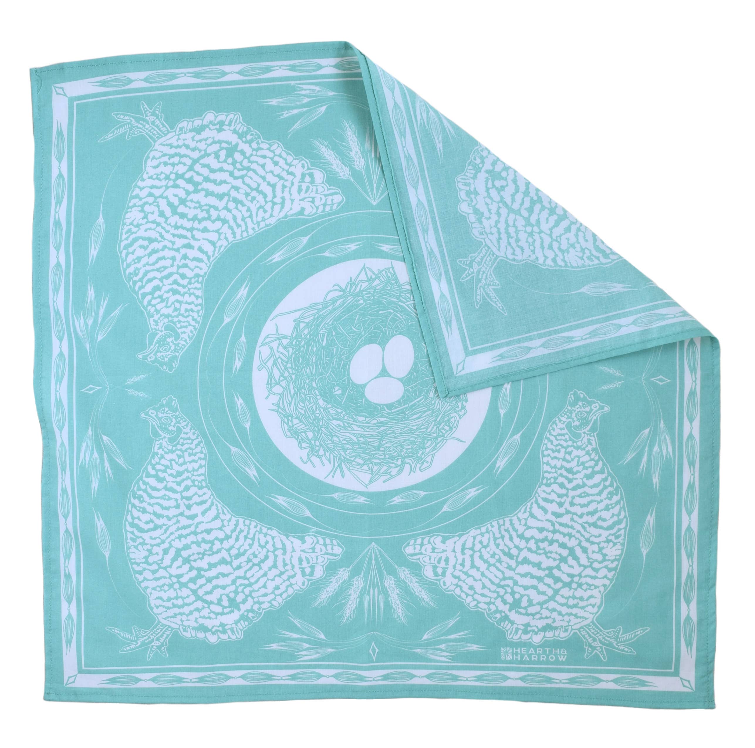 Chicken Bandana - 100% Cotton - Aqua