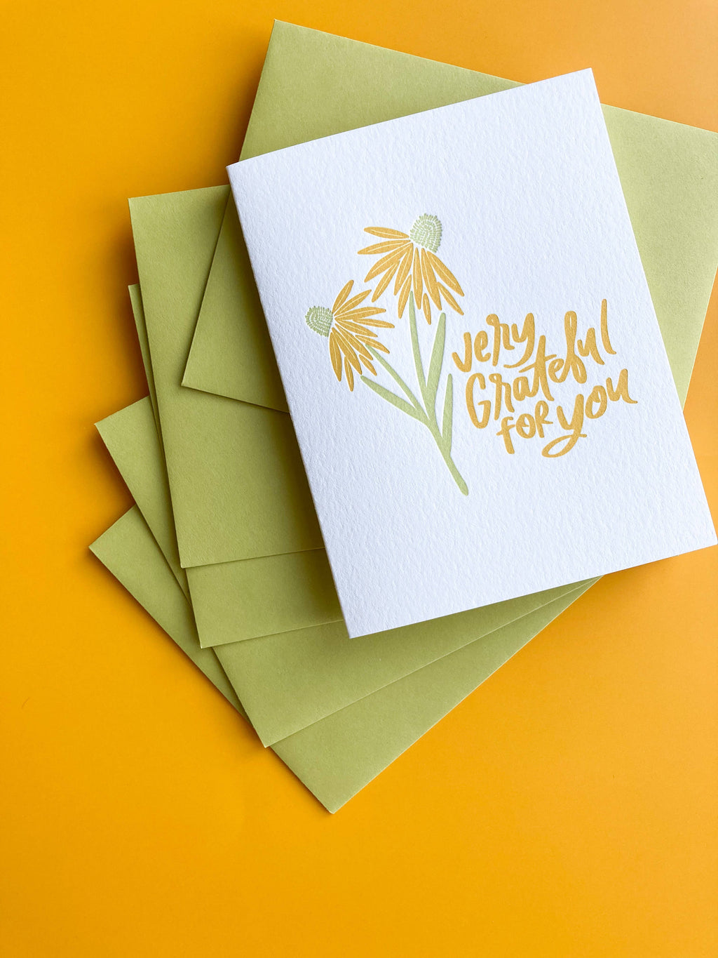 Grateful For You - Letterpress Thank You Greeting Card