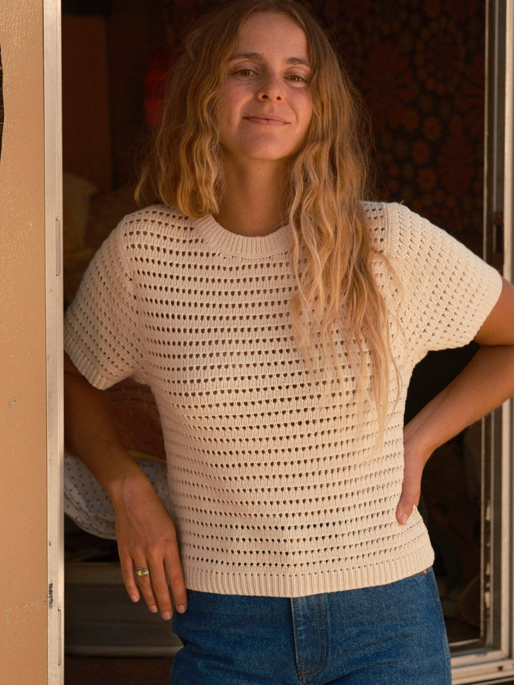 Open Knit Tee | Natural