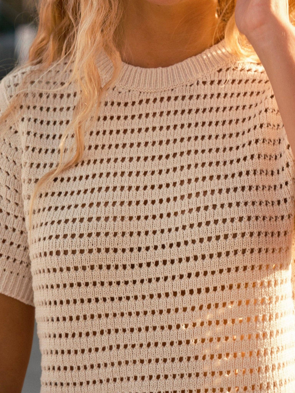 Open Knit Tee | Natural