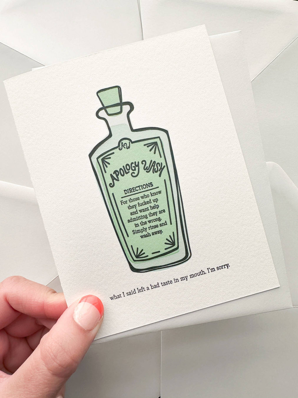 Apology Wash - Letterpress Sympathy Greeting Card