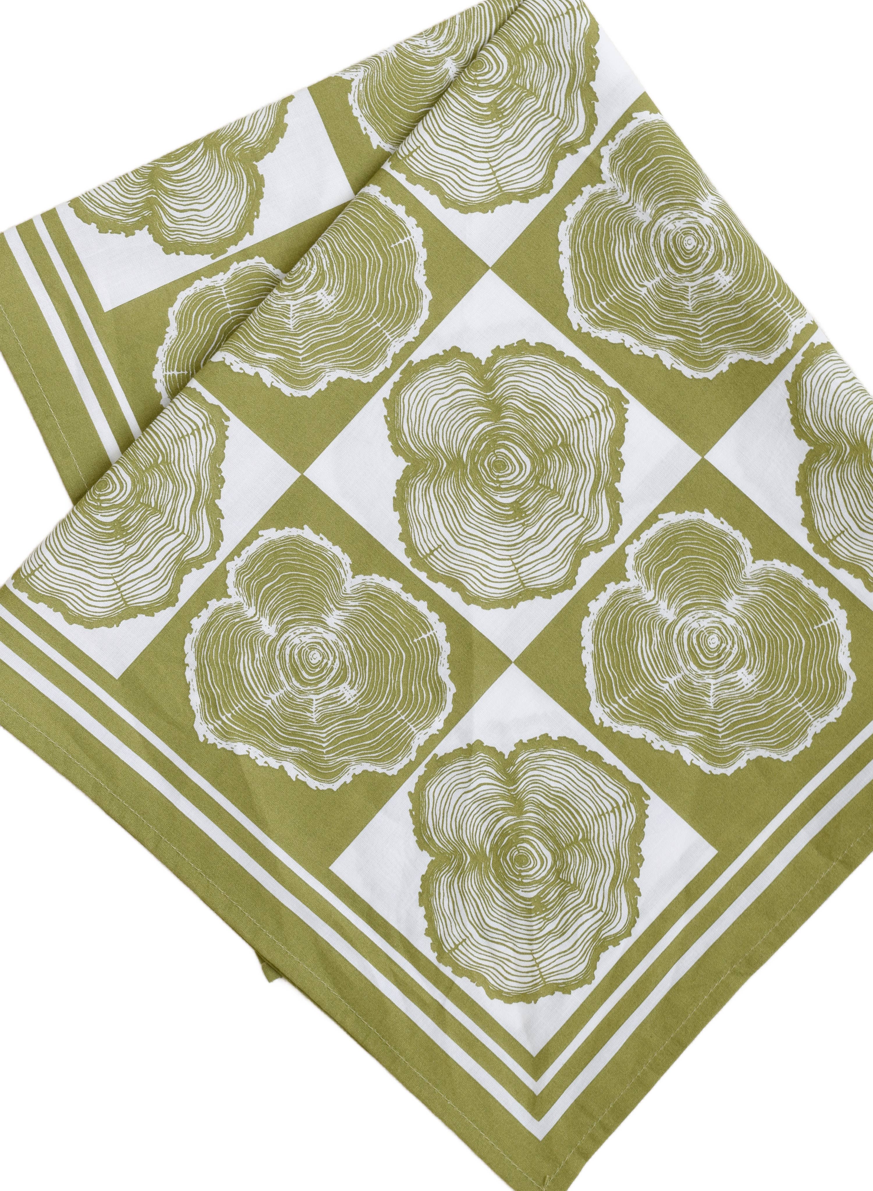 Tree Ring Bandana - 100% Cotton - Olive Green Print