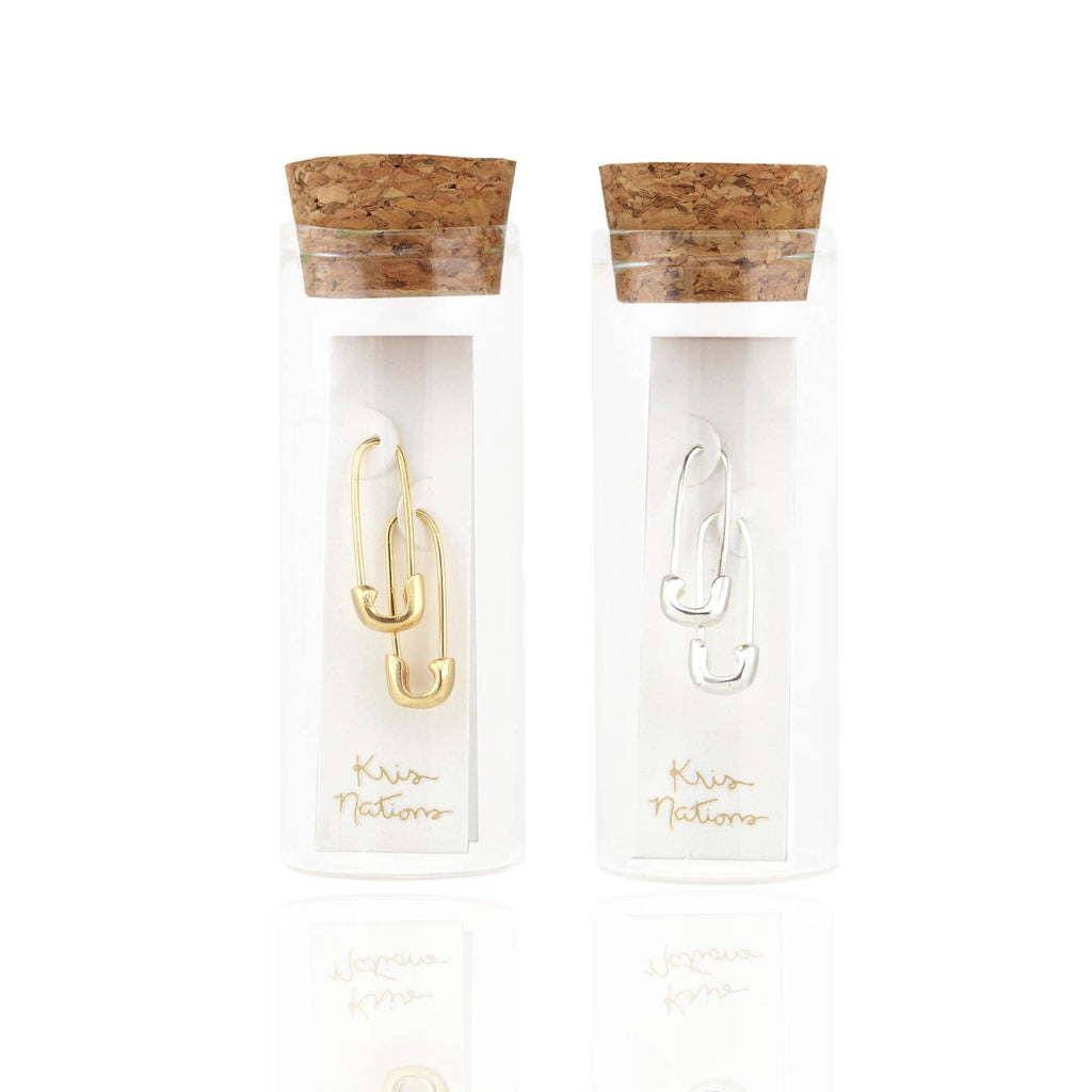 Safety Pin Hoop Earrings: Sterling Silver