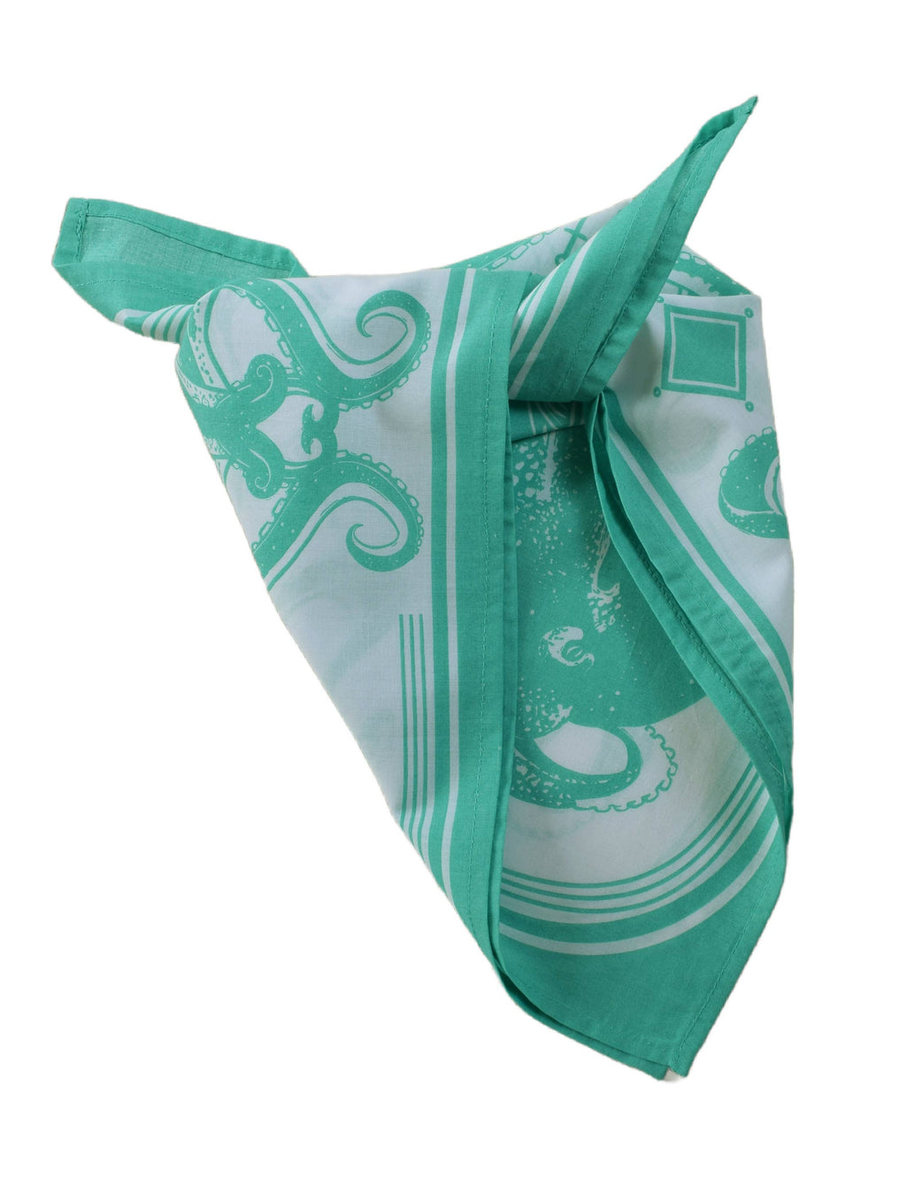 Octopus Bandana - 100% Cotton - Nautical Print - Mint Green