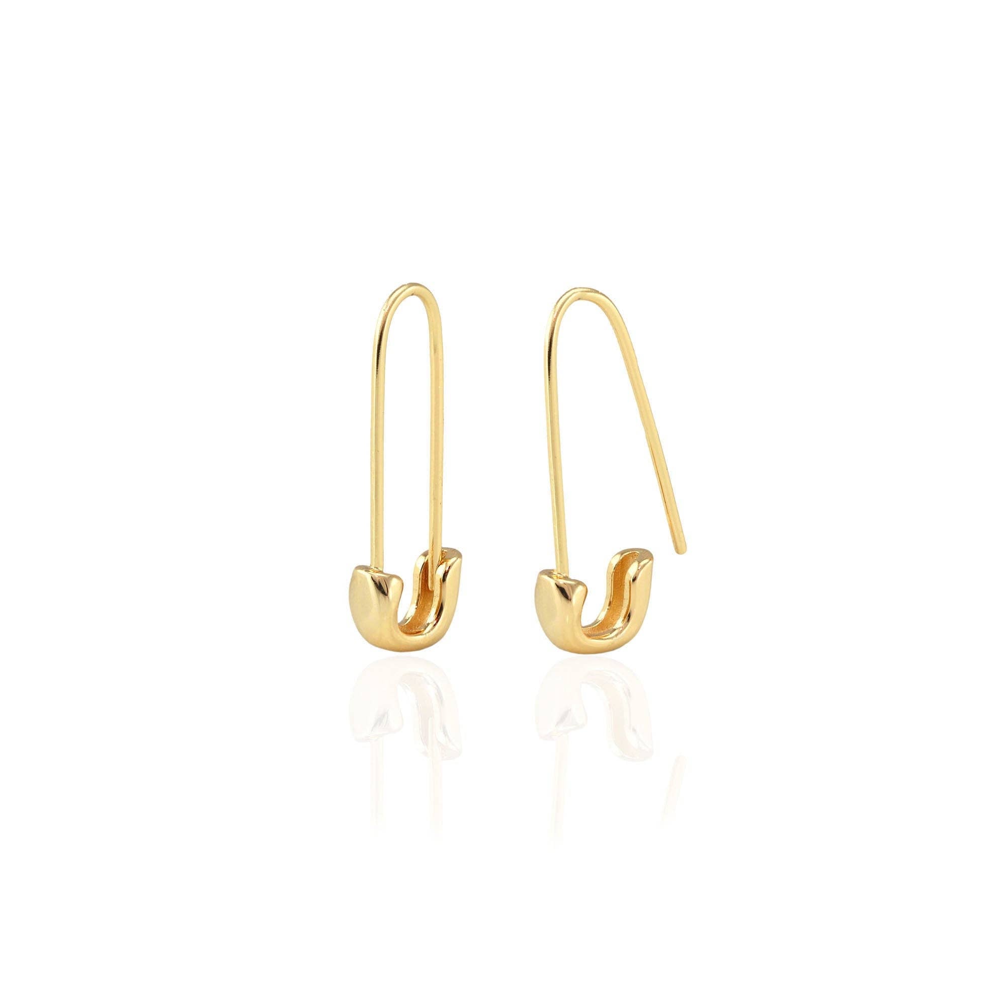 Safety Pin Hoop Earrings: 18K Gold Vermeil