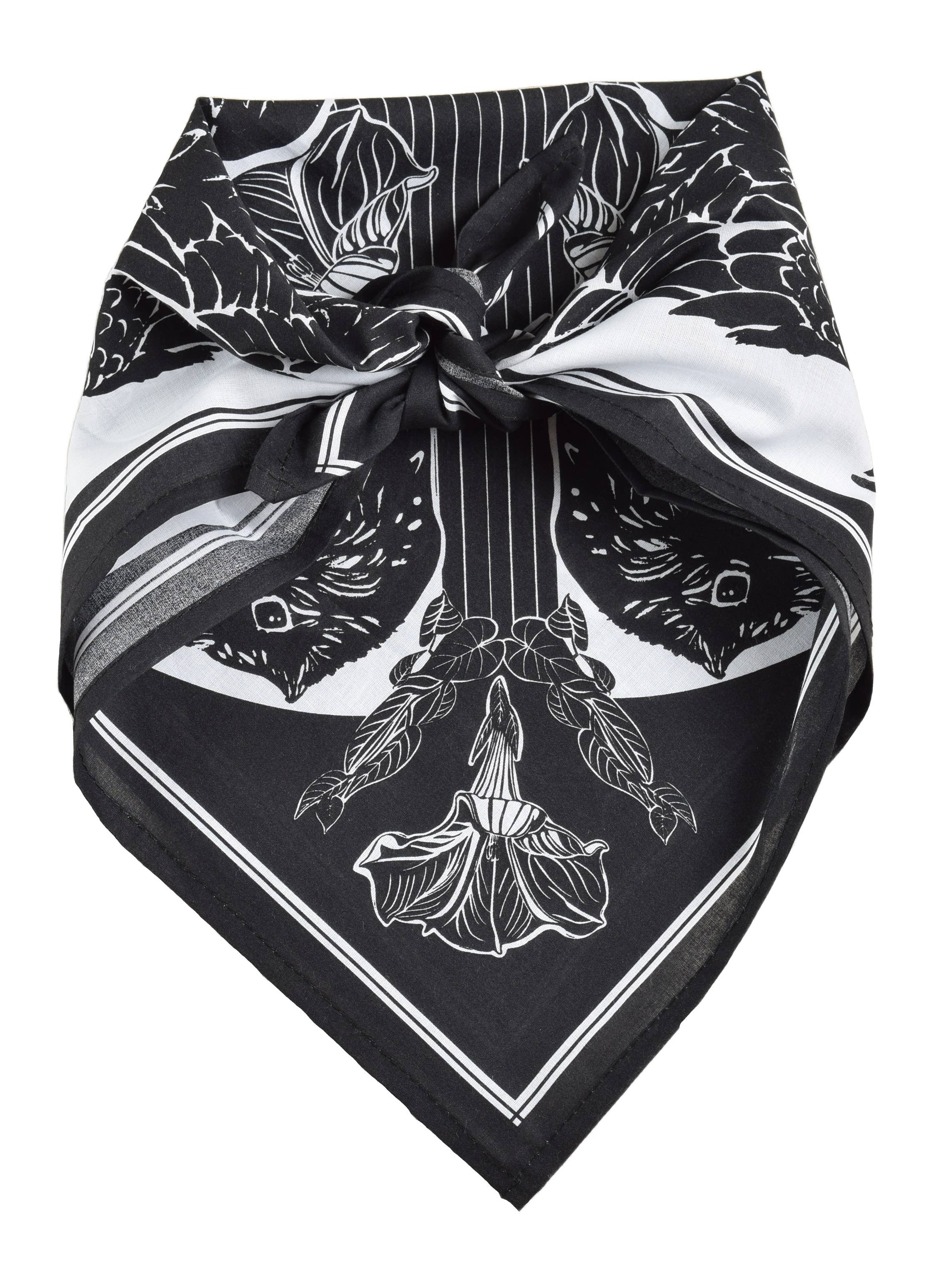 Crow Bandana - Dark Black - 100% Cotton - Bird Print Hanky