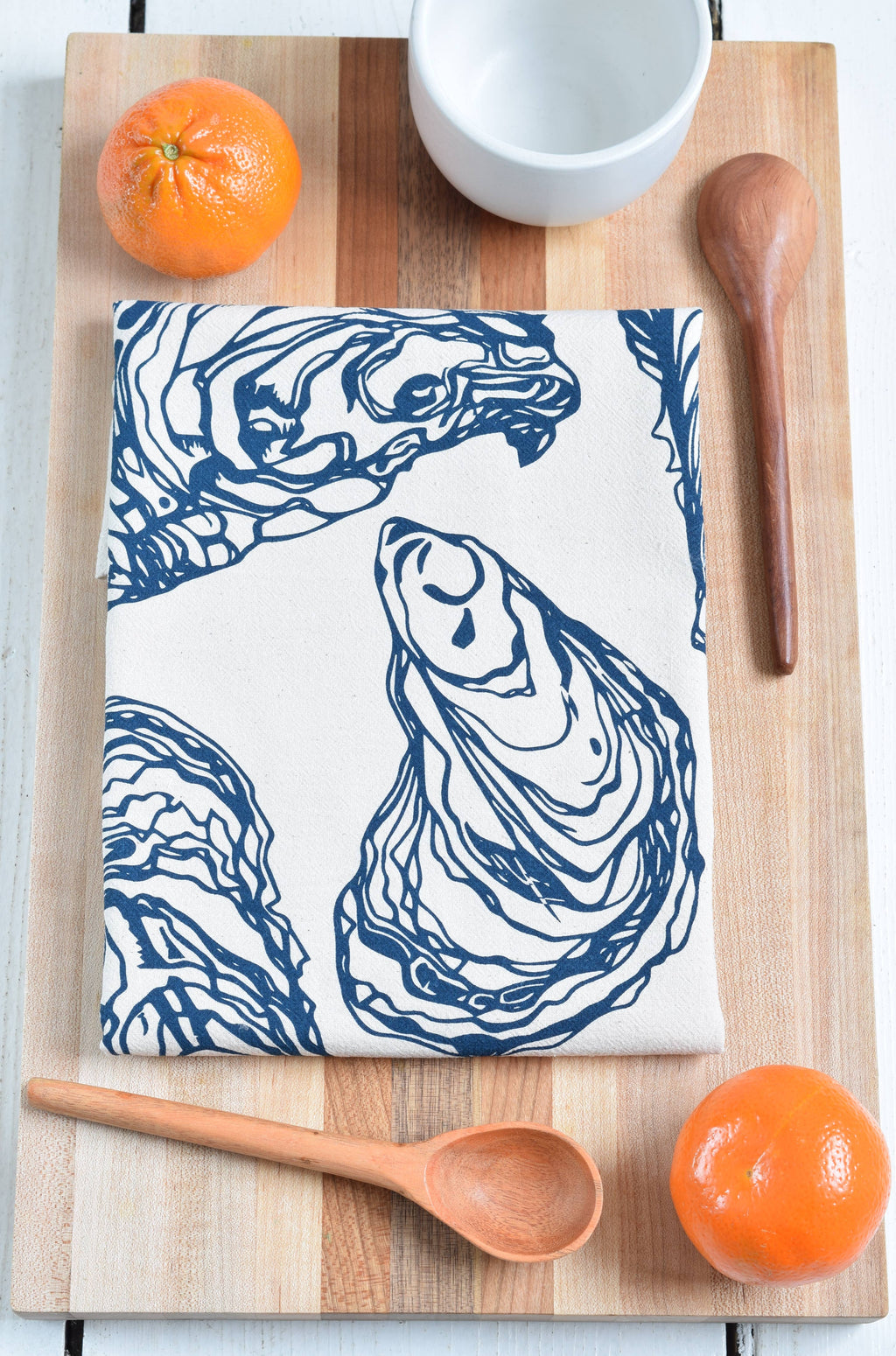 Oyster Tea Towel in Navy Blue - Organic Cotton