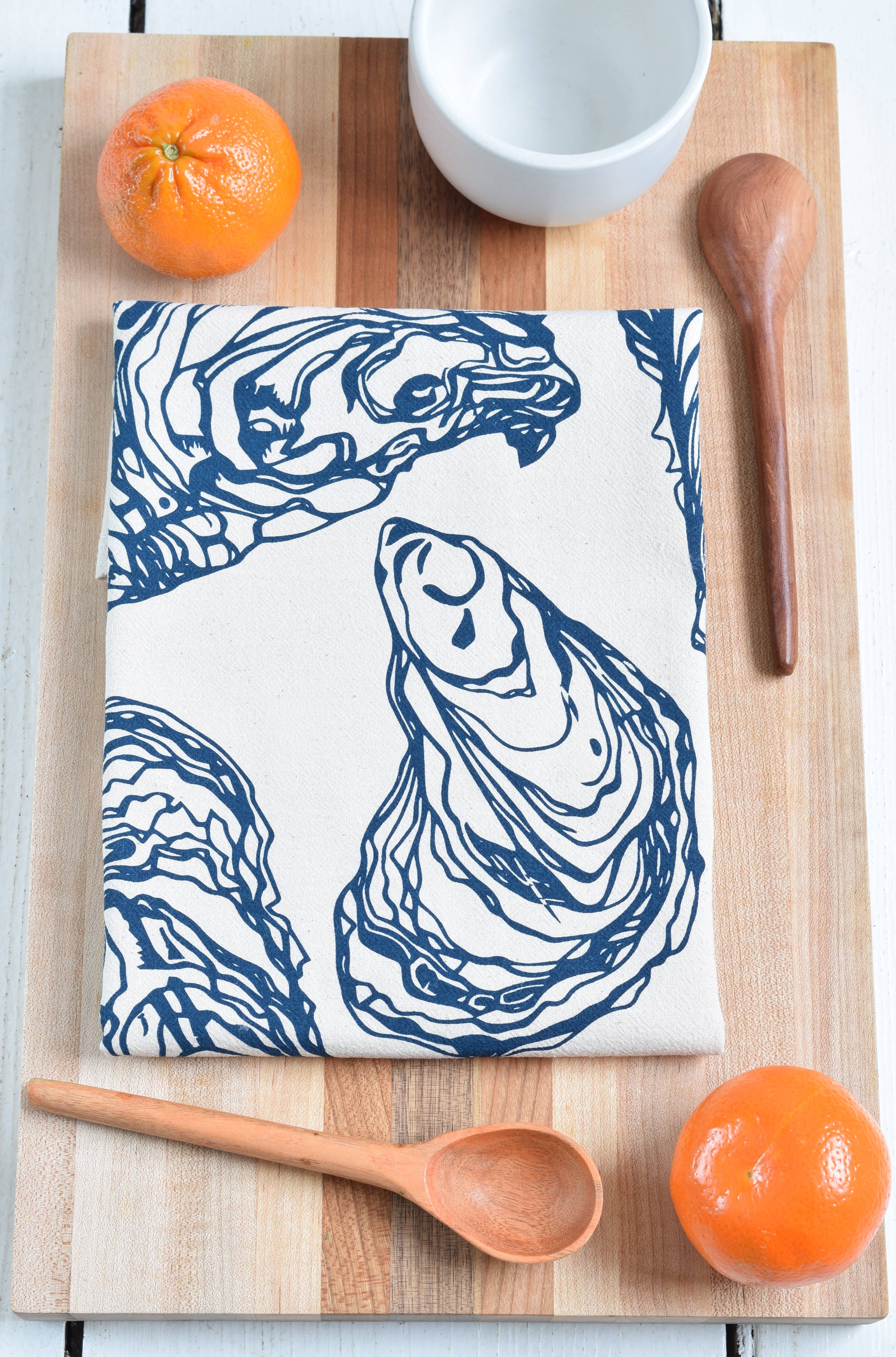 Oyster Tea Towel in Navy Blue - Organic Cotton