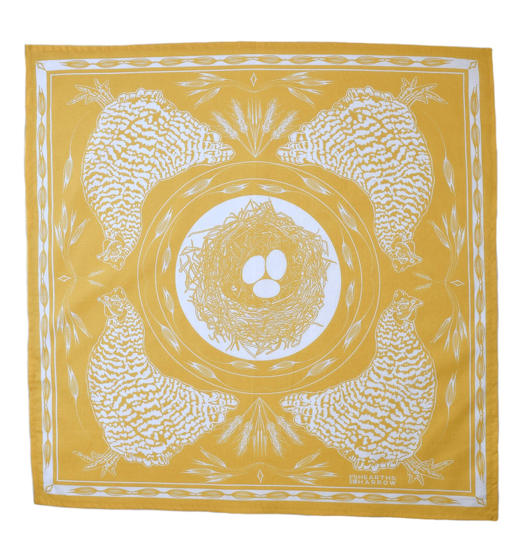 Chicken Bandana - Yellow -100% Cotton - Nautical Print -