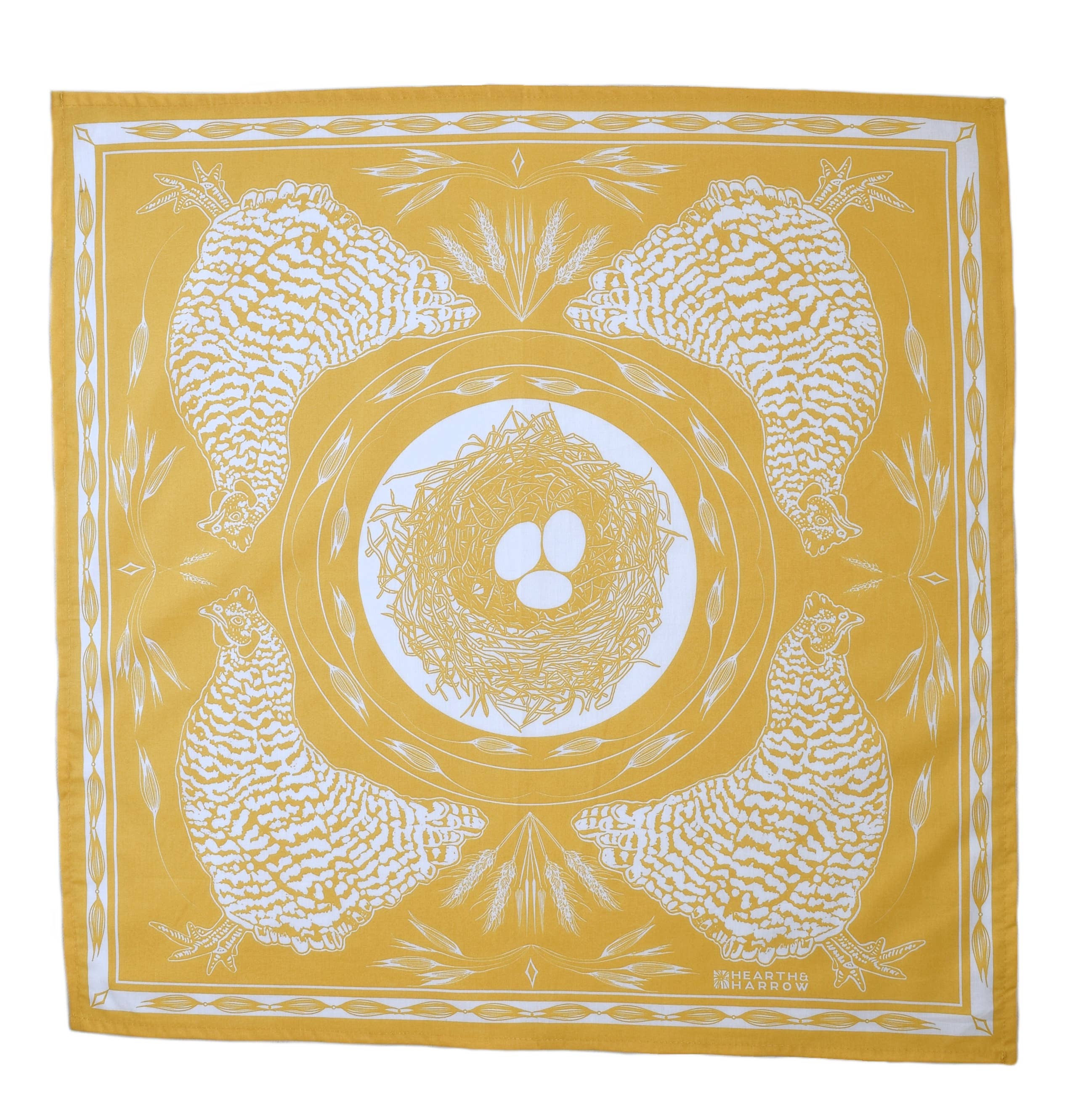 Chicken Bandana - Yellow -100% Cotton - Nautical Print -