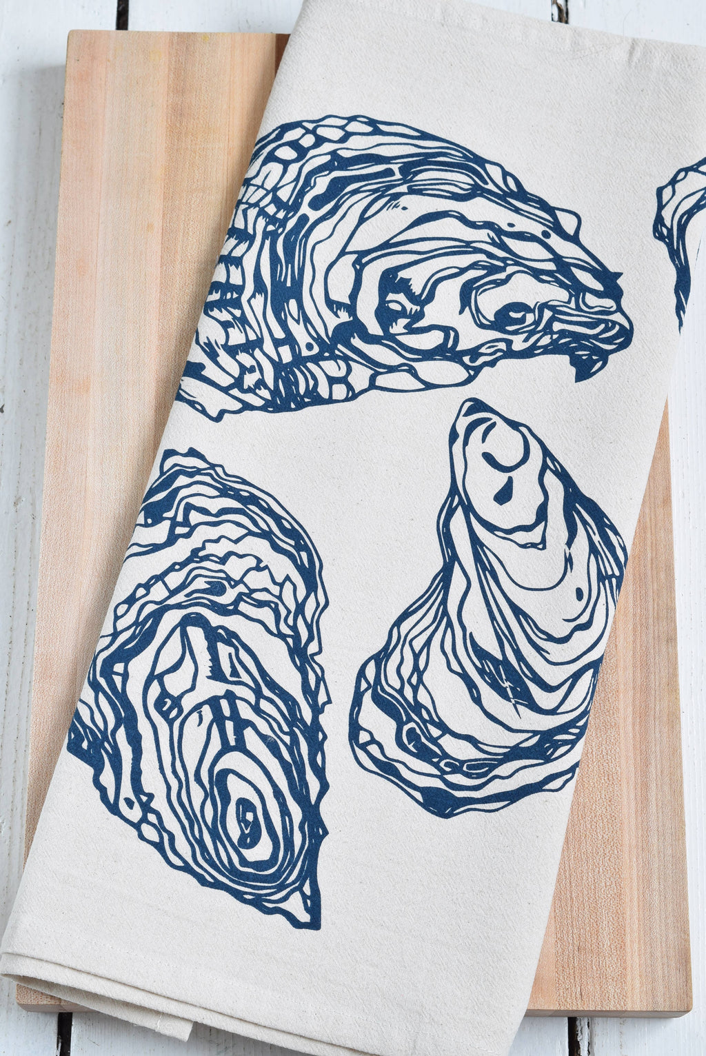 Oyster Tea Towel in Navy Blue - Organic Cotton