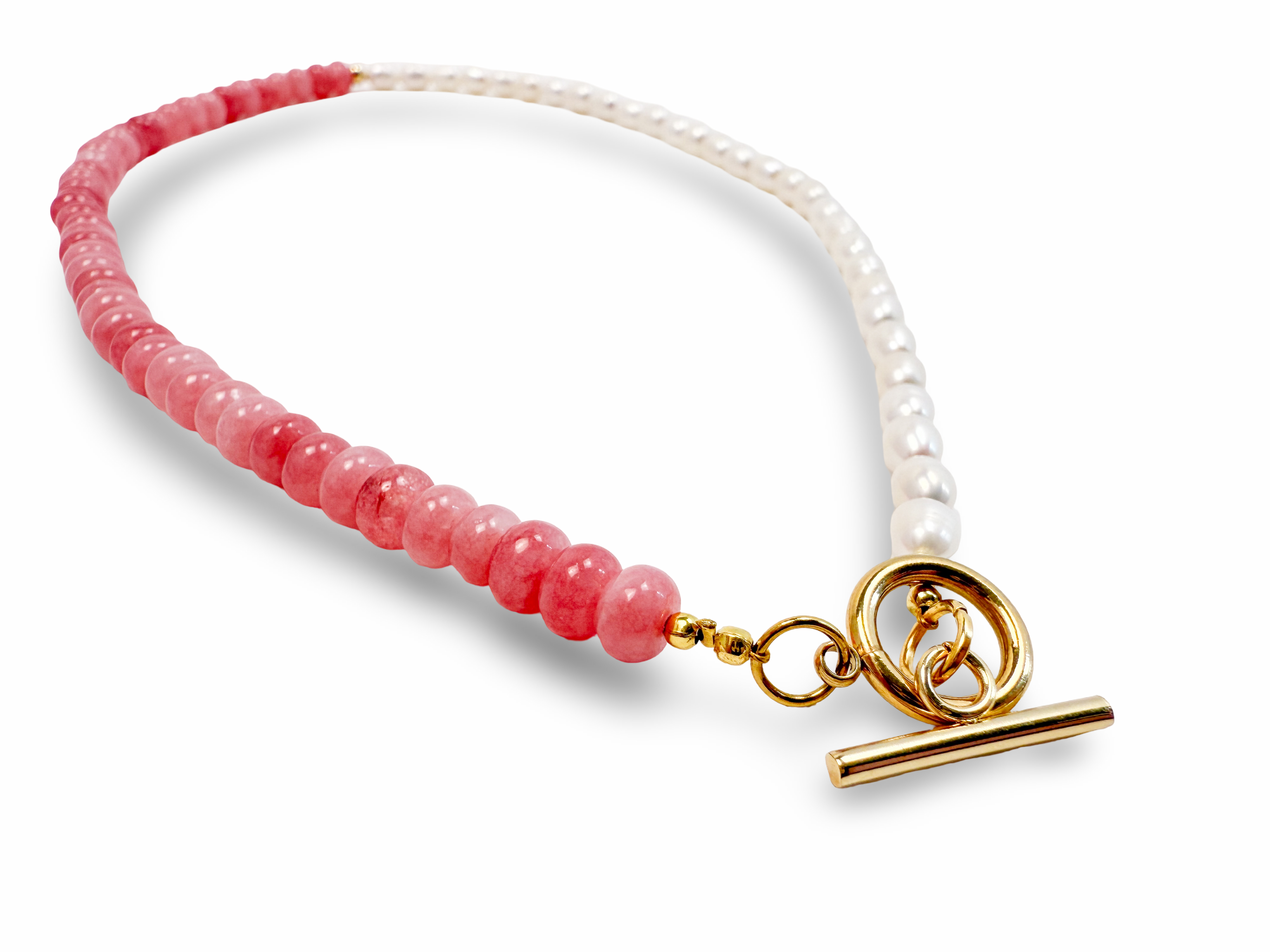 Harmony Pearl & Pink Quartz Gemstone Necklace