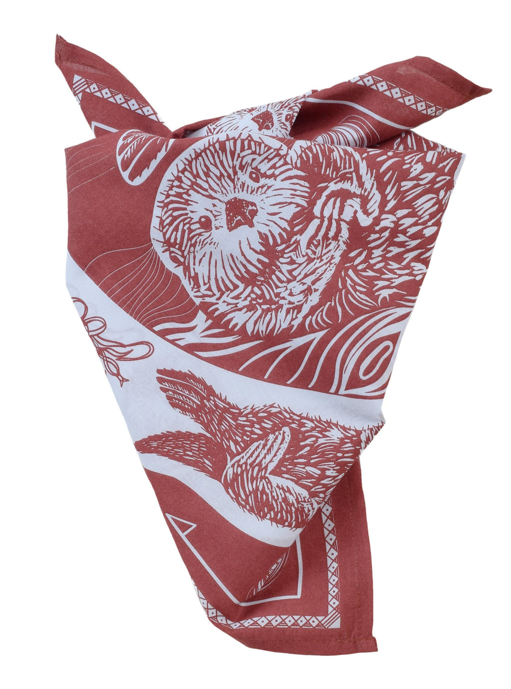 Otter Bandana | 100% Cotton | Brick Red