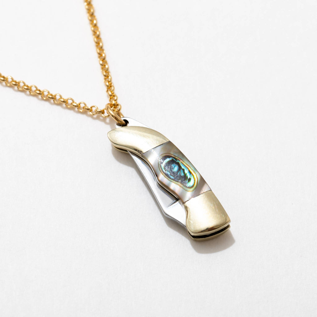 Judith Gold or Silver Abalone Utility Safety Necklace: Gold Plated  | Larissa Loden