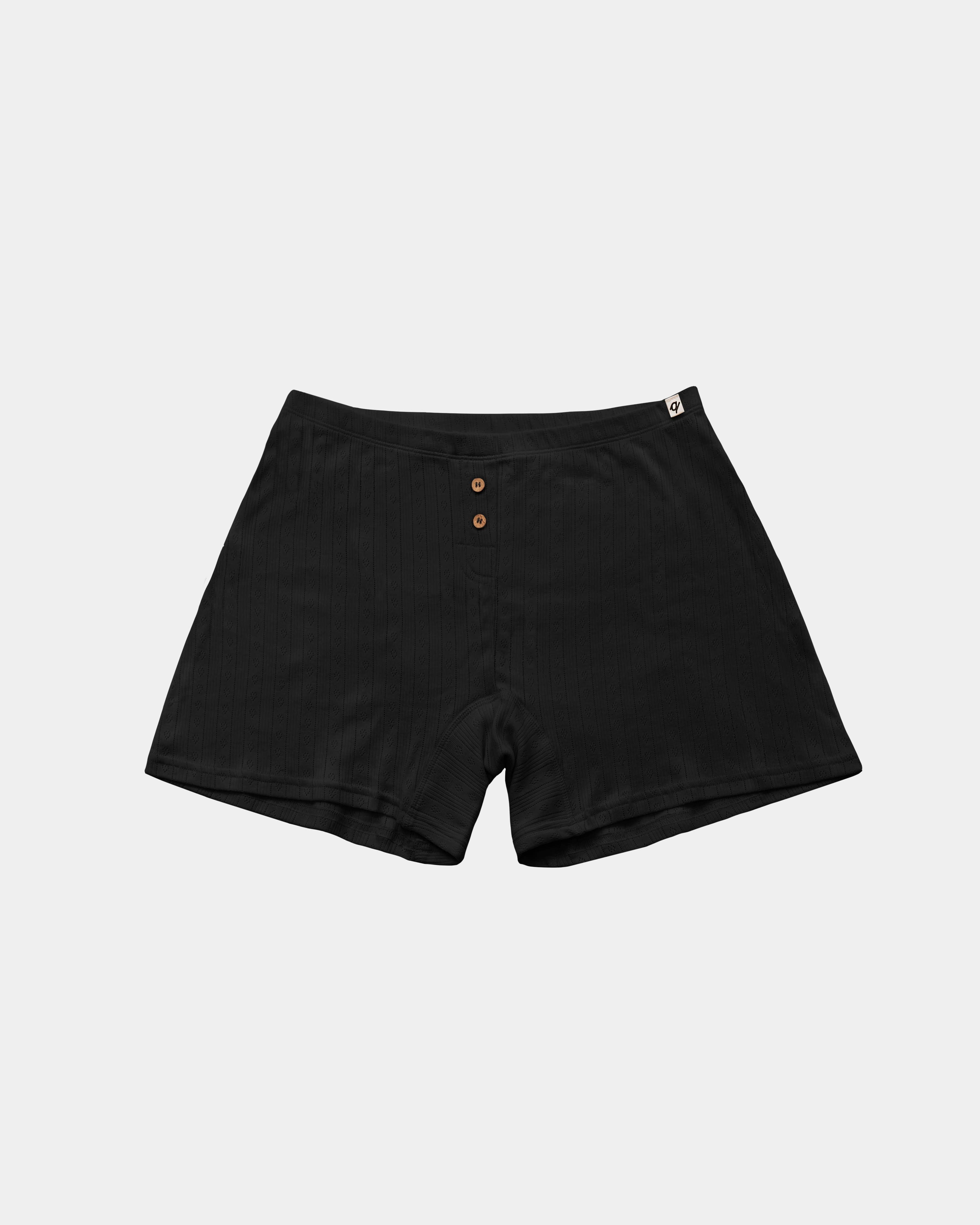 Pointelle Boxers | 100% Organic Cotton | Black