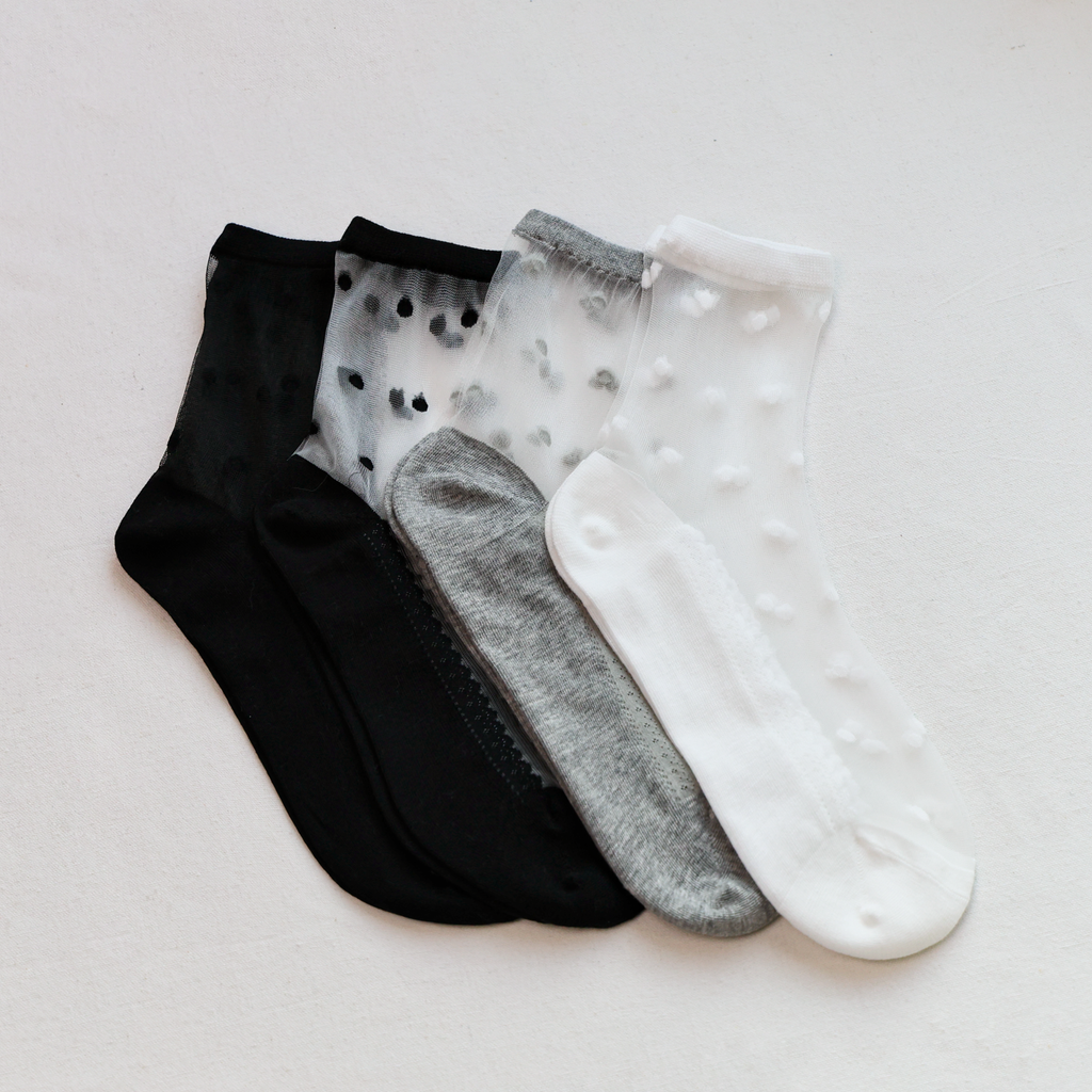 Sheer Polka Dot Ankle Socks