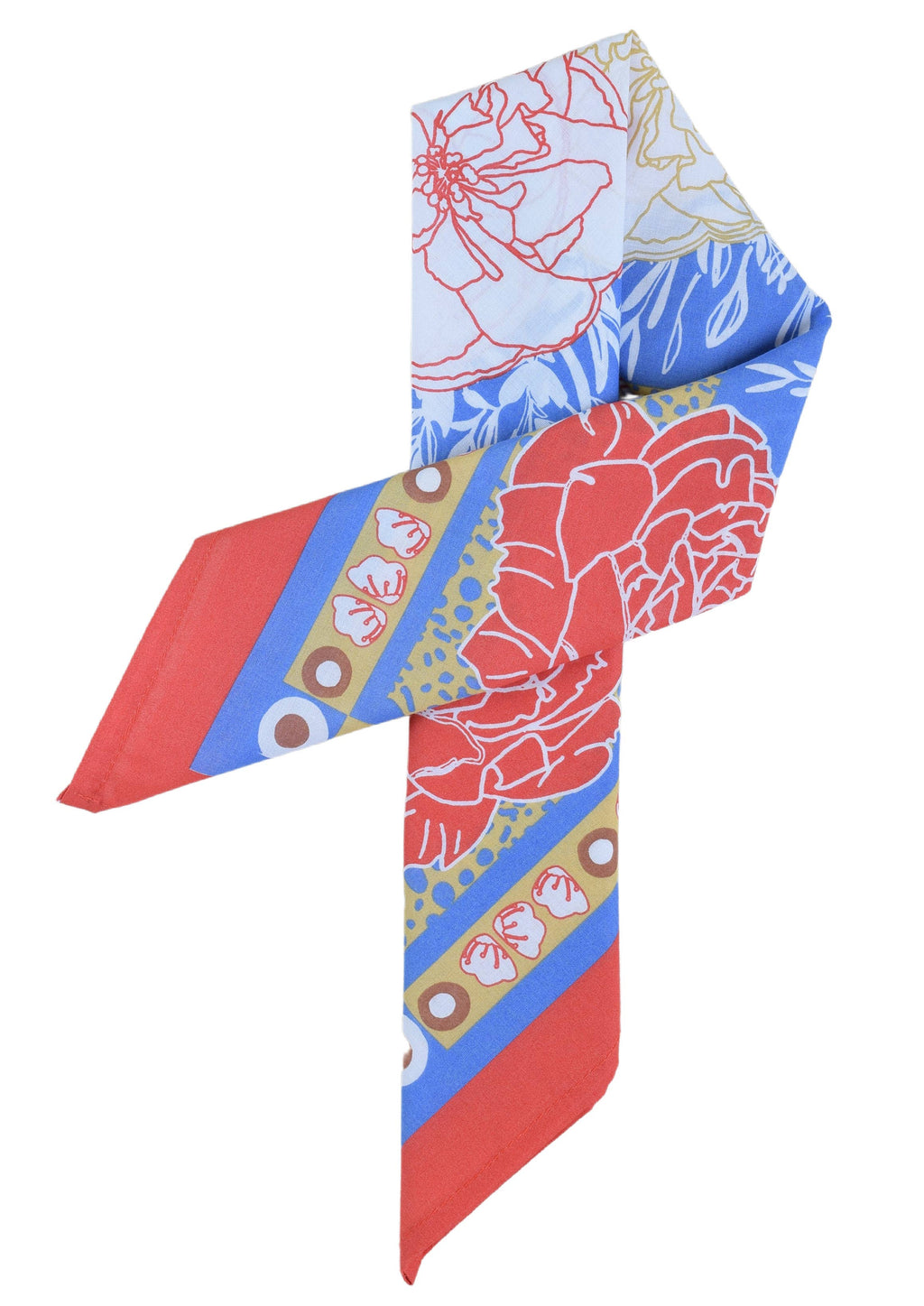 Peony Bandana - 100% Cotton - Hand Printed - Red