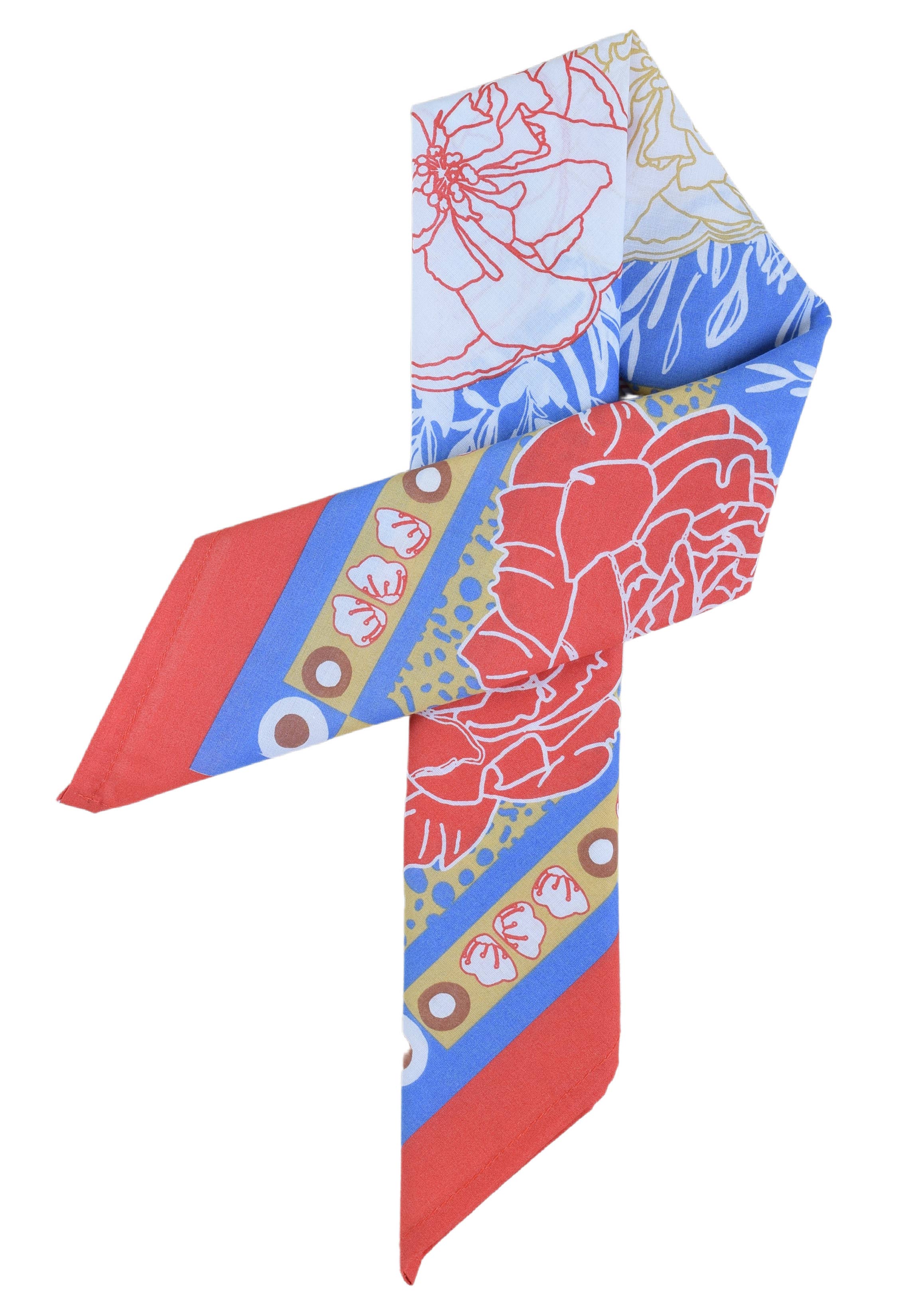 Peony Bandana - 100% Cotton - Hand Printed - Red