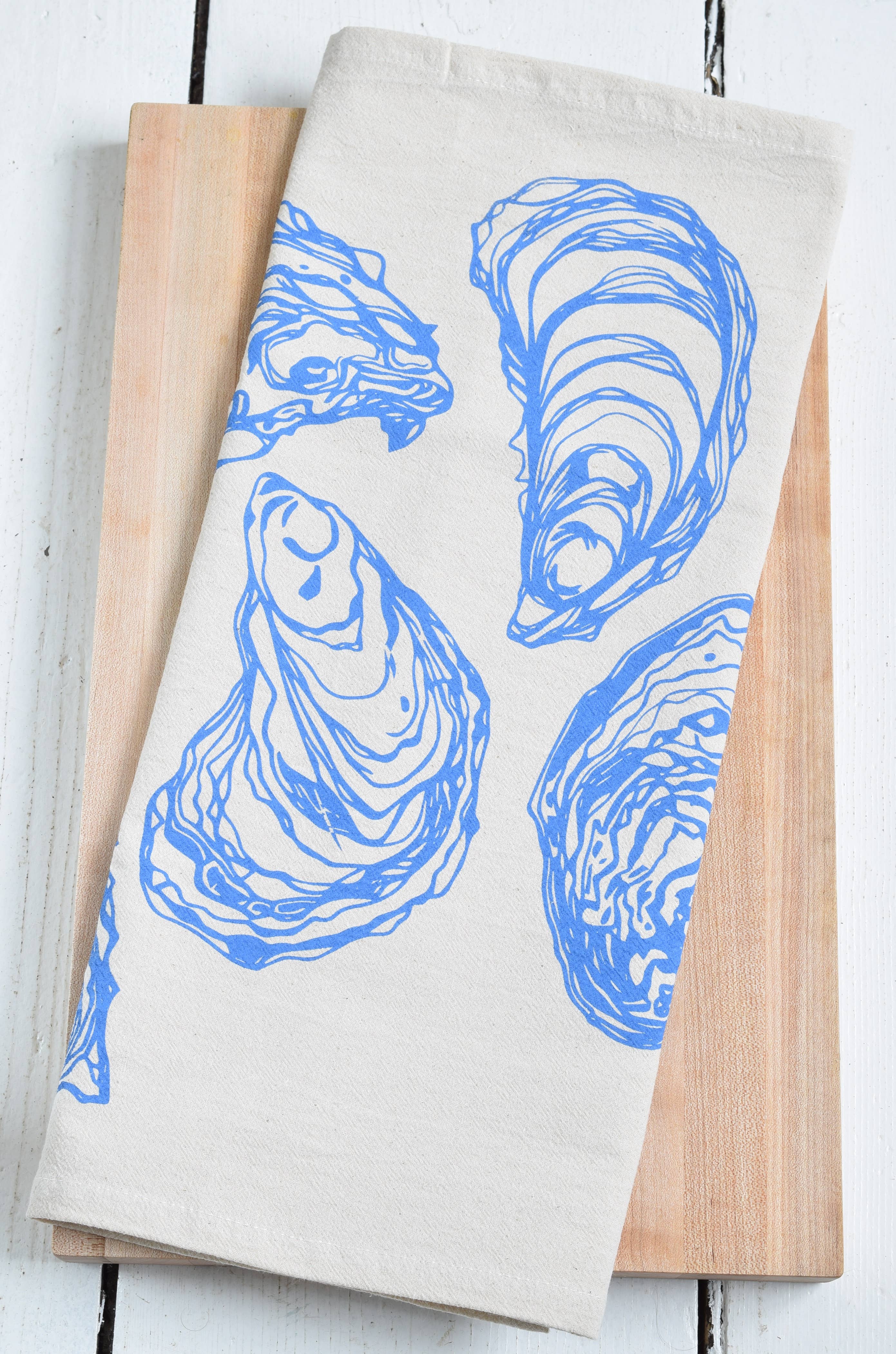 Oyster Tea Towel in Blue-violet - Organic Cotton - Sea Shell