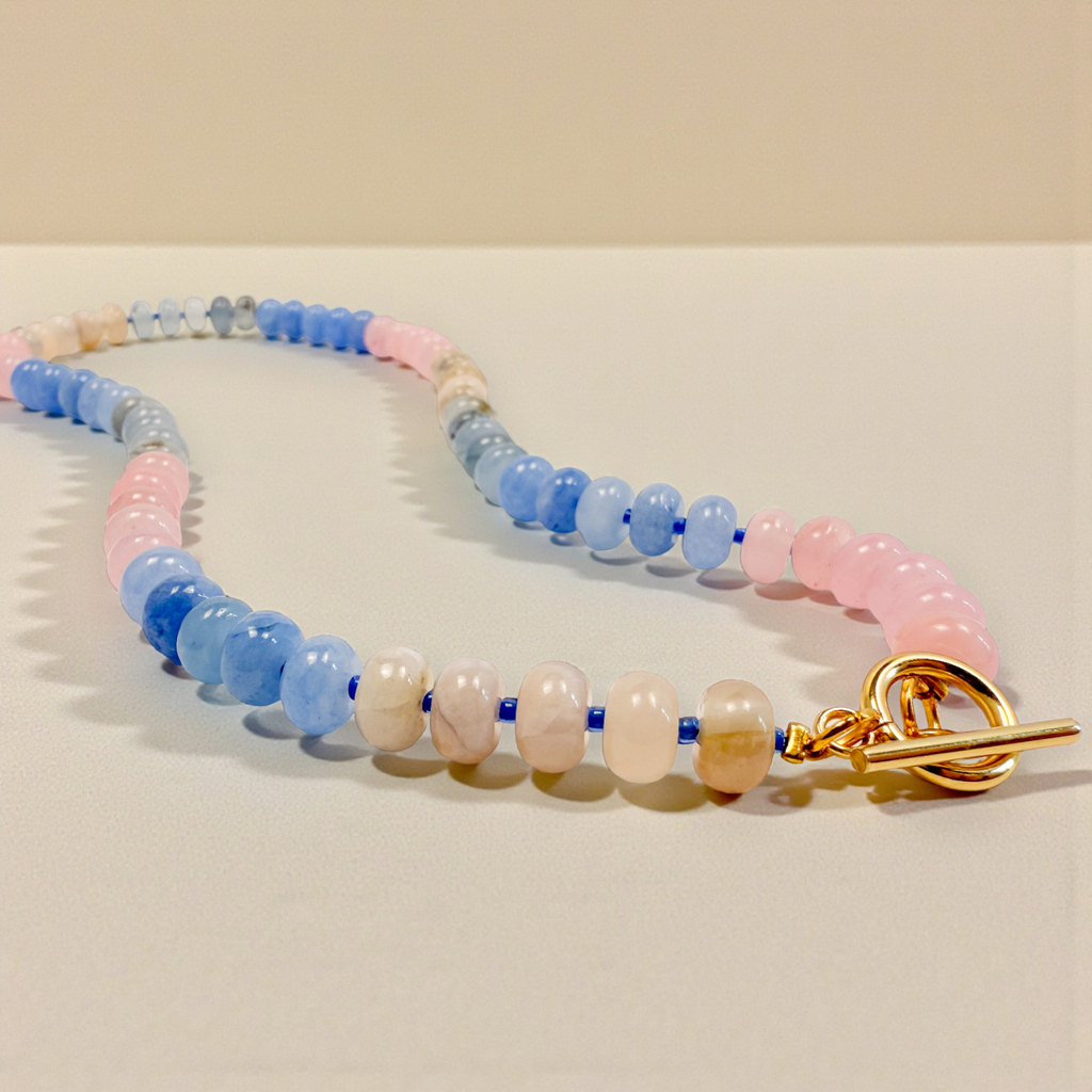 Cotton Candy Quartz Bold Gemstone Beaded Necklace