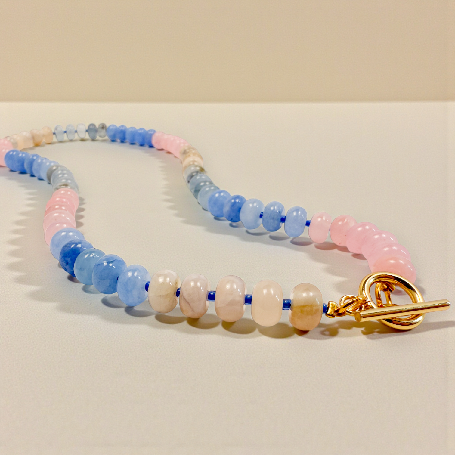 Cotton Candy Quartz Bold Gemstone Beaded Necklace