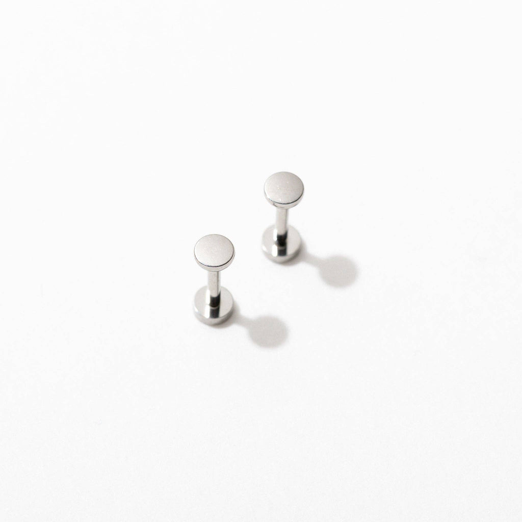 14k Gold PVD or Titanium Circle Flat Back Stud Earrings - Pair