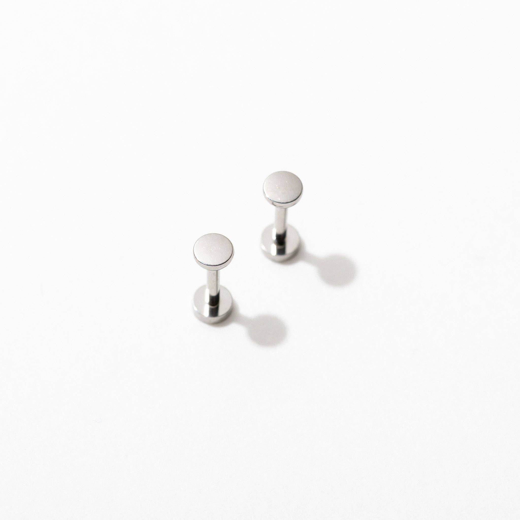 14k Gold PVD or Titanium Circle Flat Back Stud Earrings - Pair