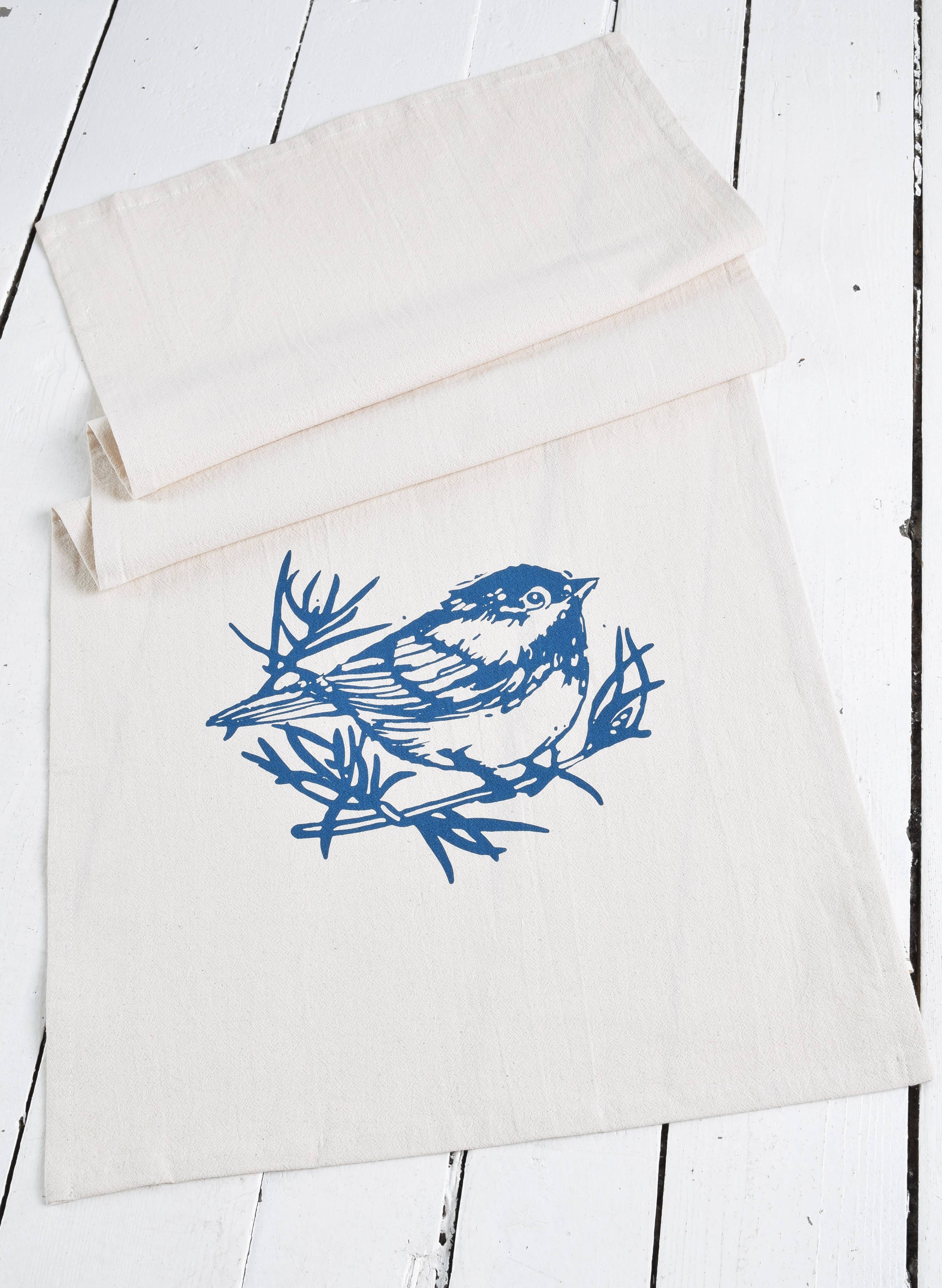Chickadee Tea Towel | Navy Blue