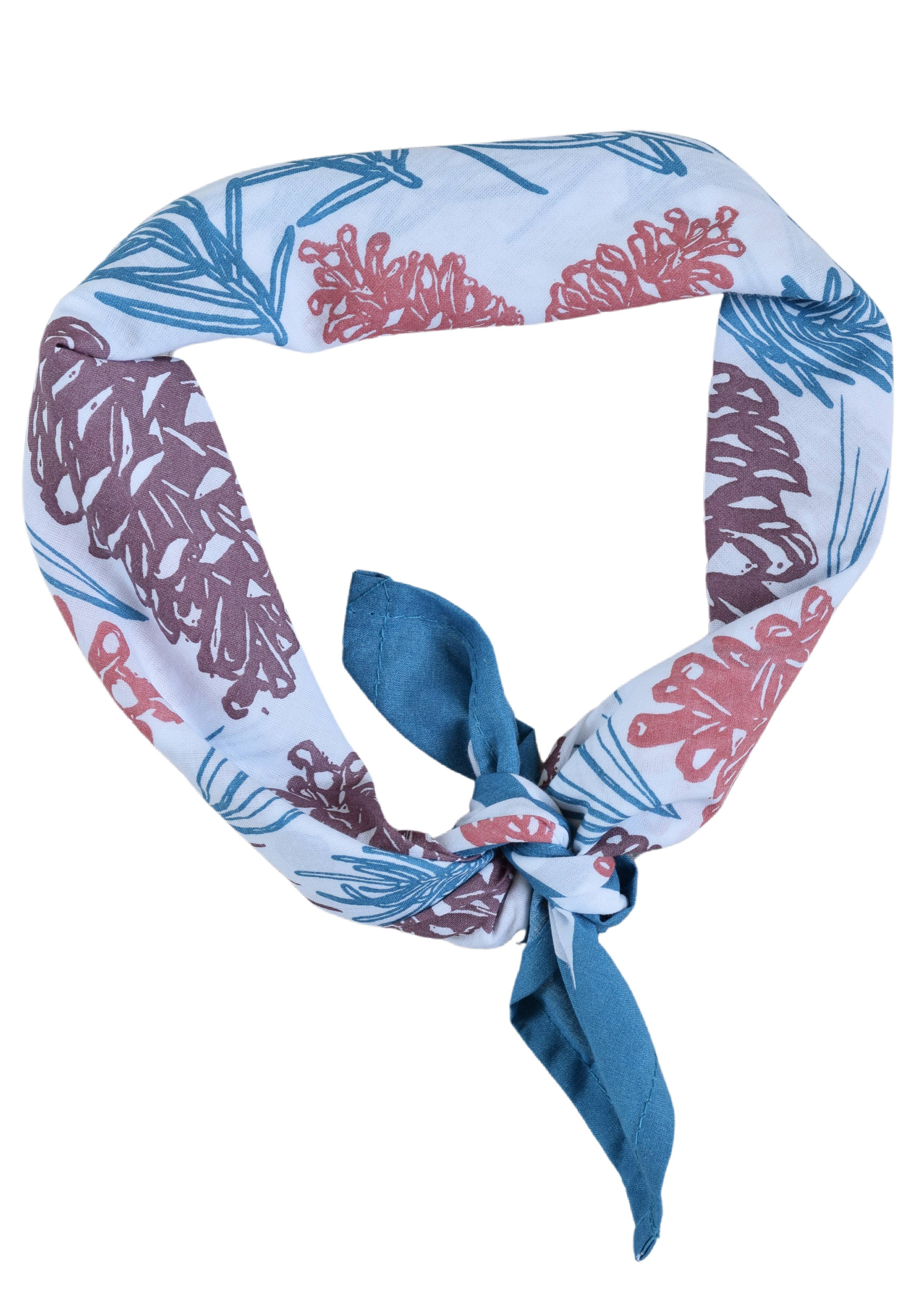 Pine Cone Bandana - 100% Cotton - Woodland - Blue/Green